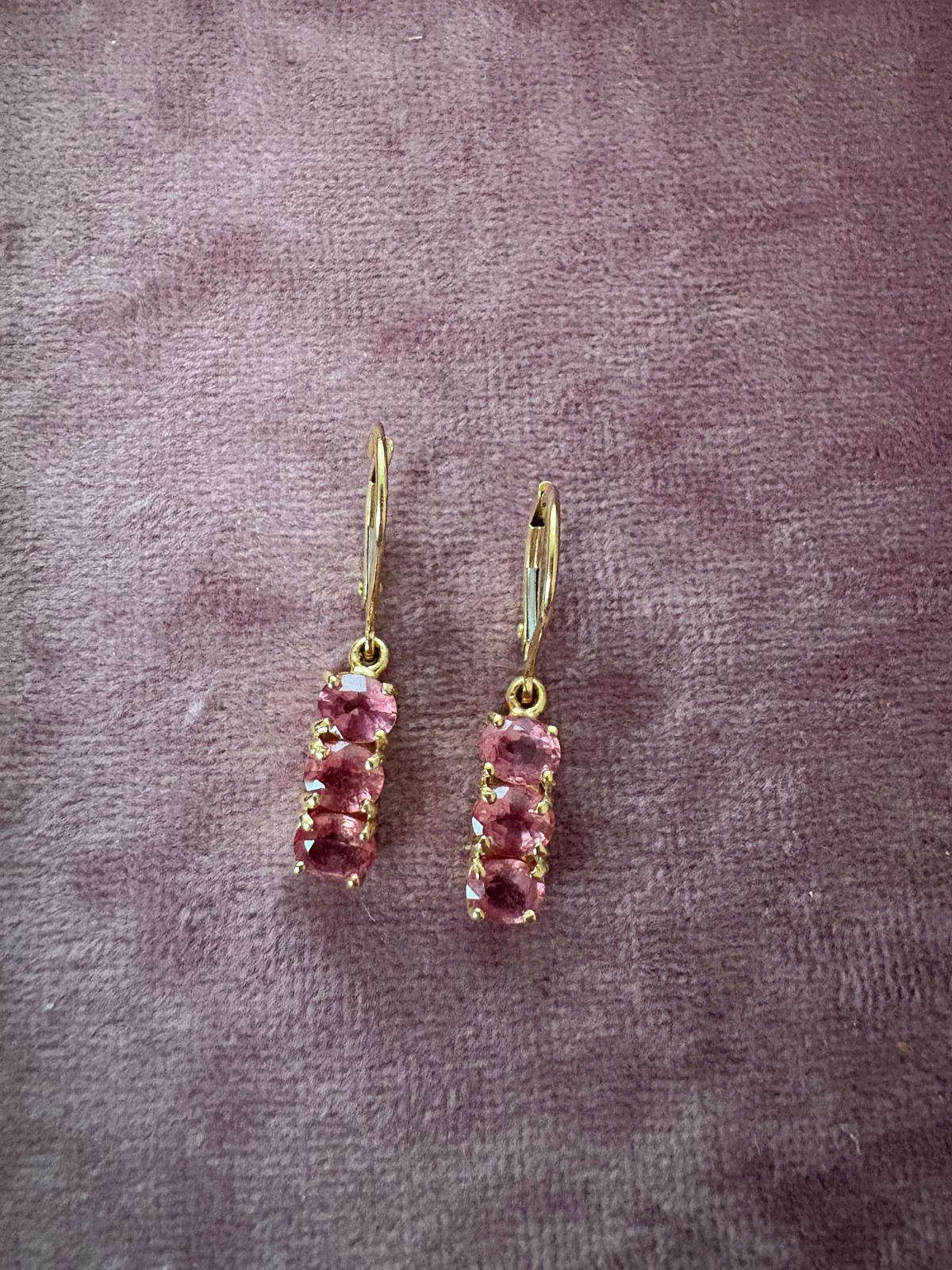 Stunning 14ct Beryllium-diffused Sapphire Drop Earrings