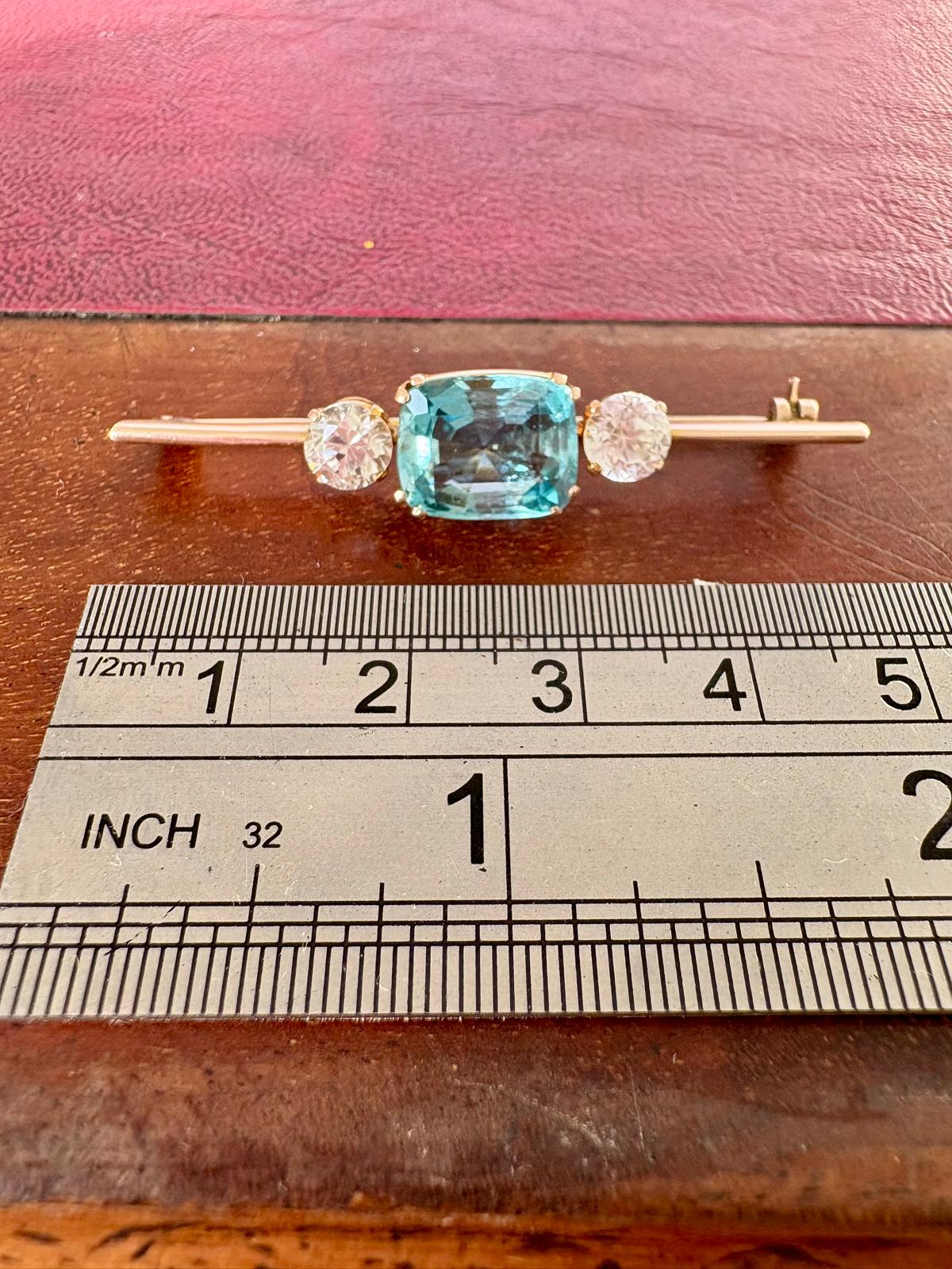 Stunning Early 20th Century Aquamarine and Zircon Brooch