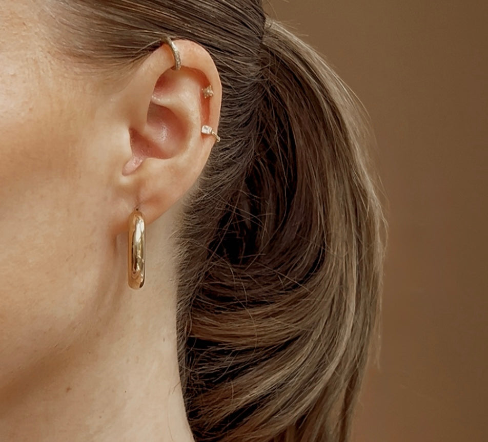 Gorgeous Vintage 9ct Gold Chunky Hoop Earrings