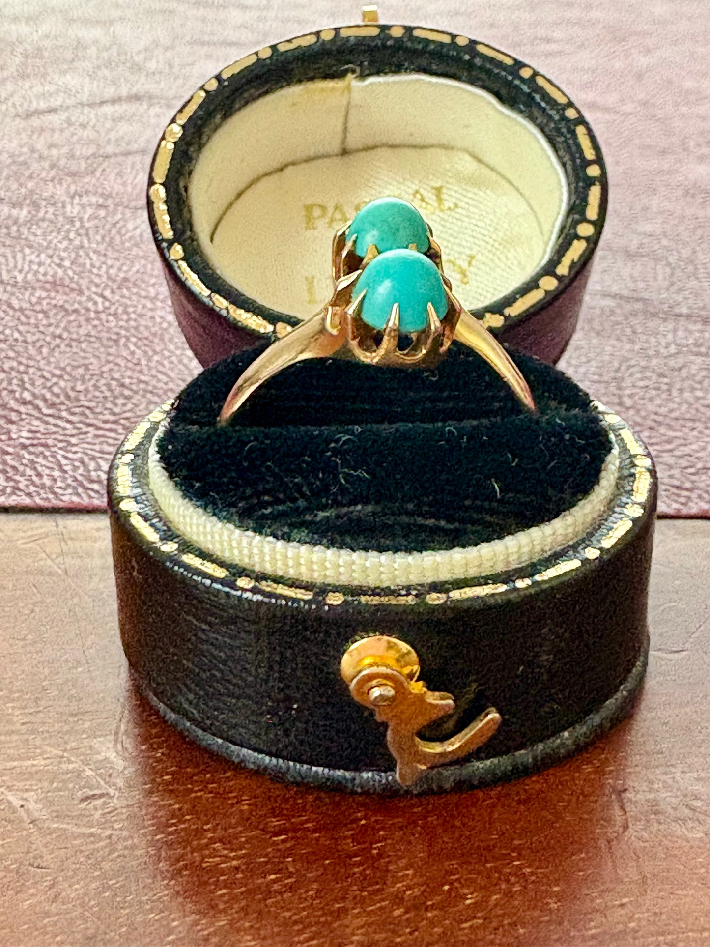 Turquoise Two-Stone Ring Made in 14K Gold