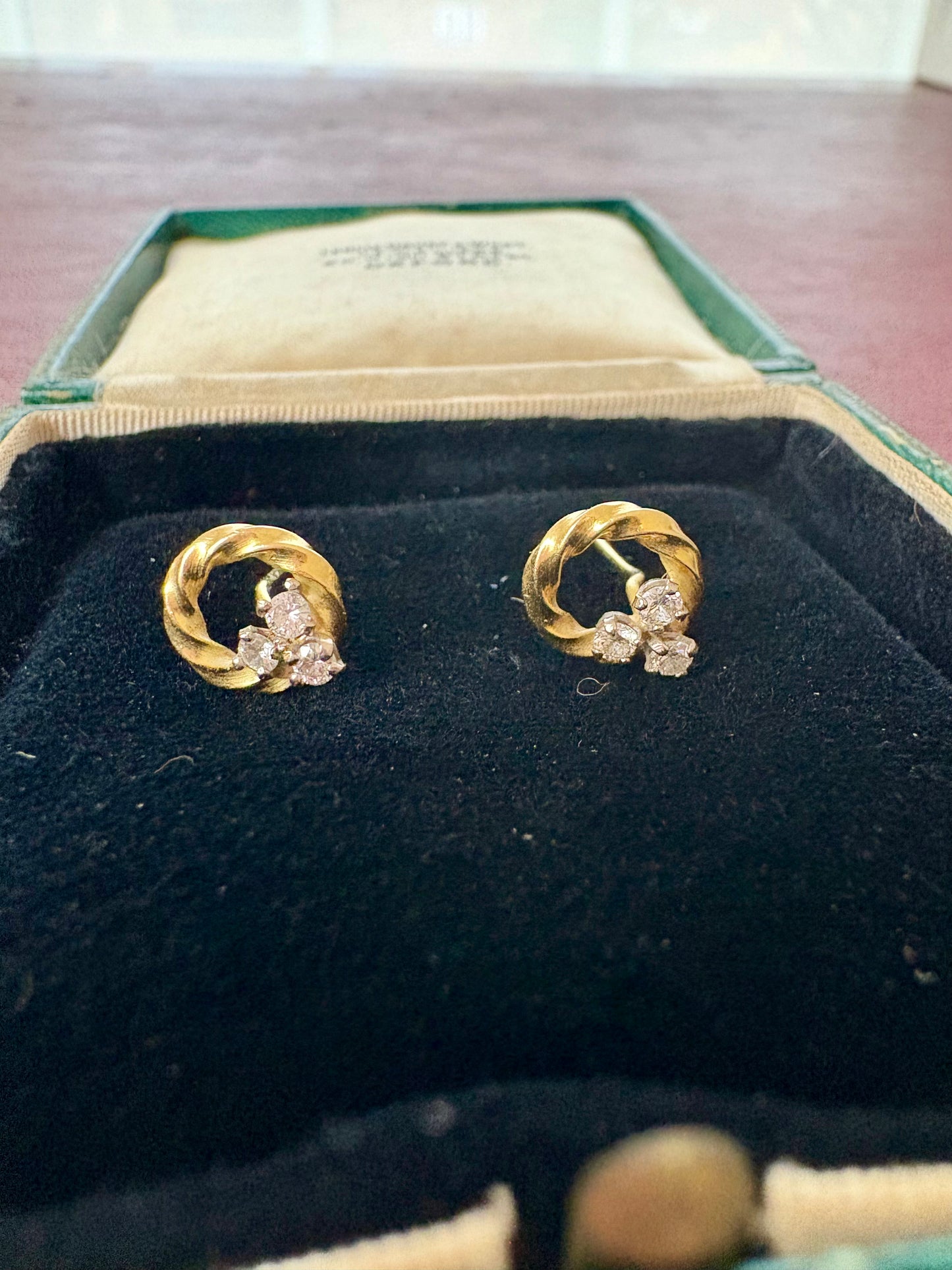 Gorgeous Vintage 18ct Gold and Diamond Hoop Earrings