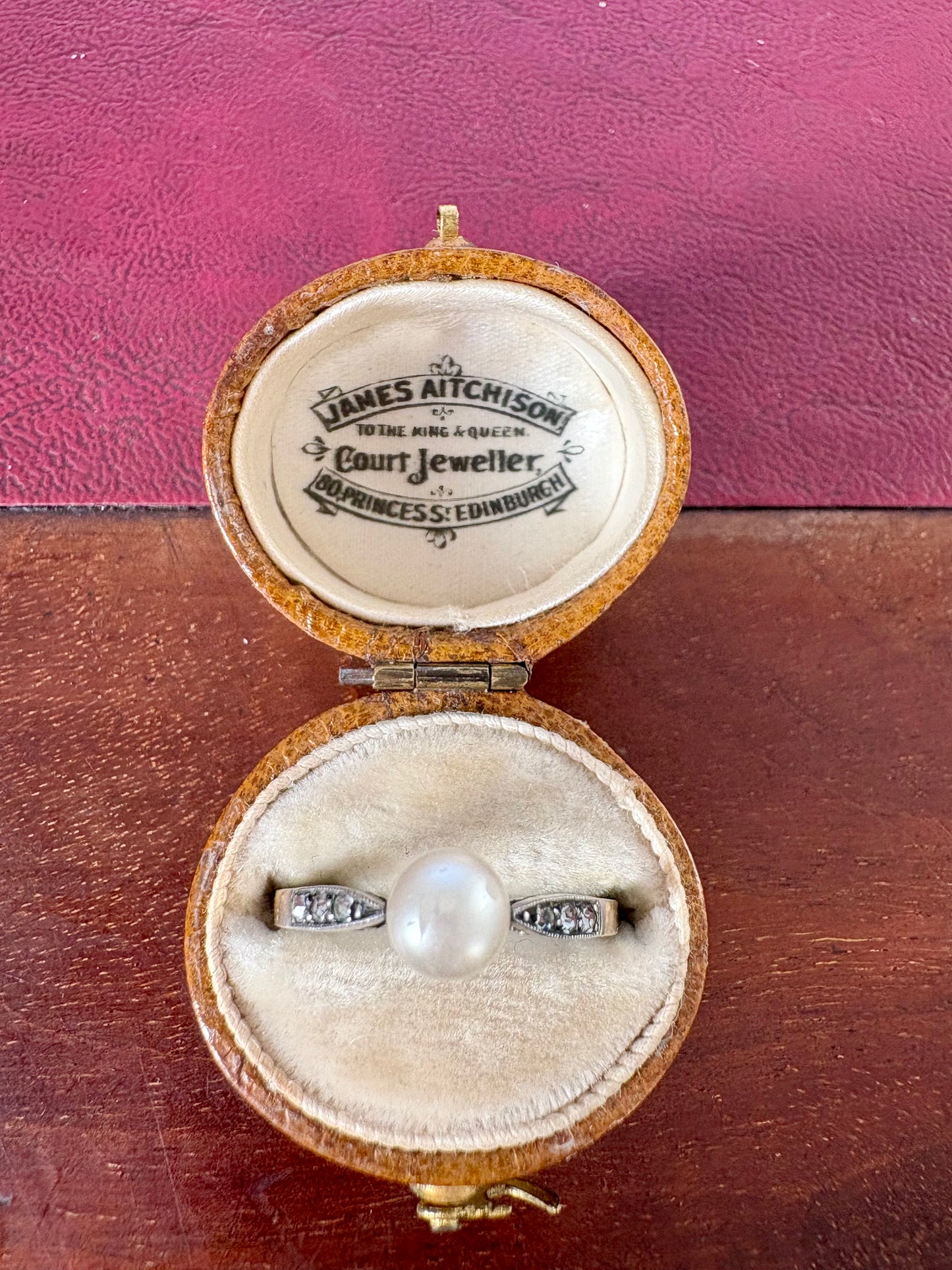 Gorgeous Antique Pearl, Diamond Ring Made in Silver and Gold