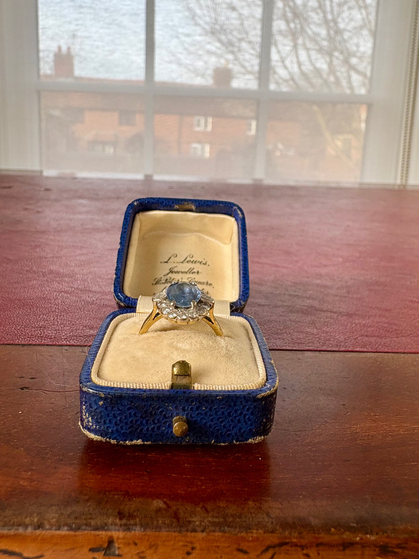 Absolutely Gorgeous Edwardian 18ct Gold, Blue Sapphire and Diamond Cluster Ring