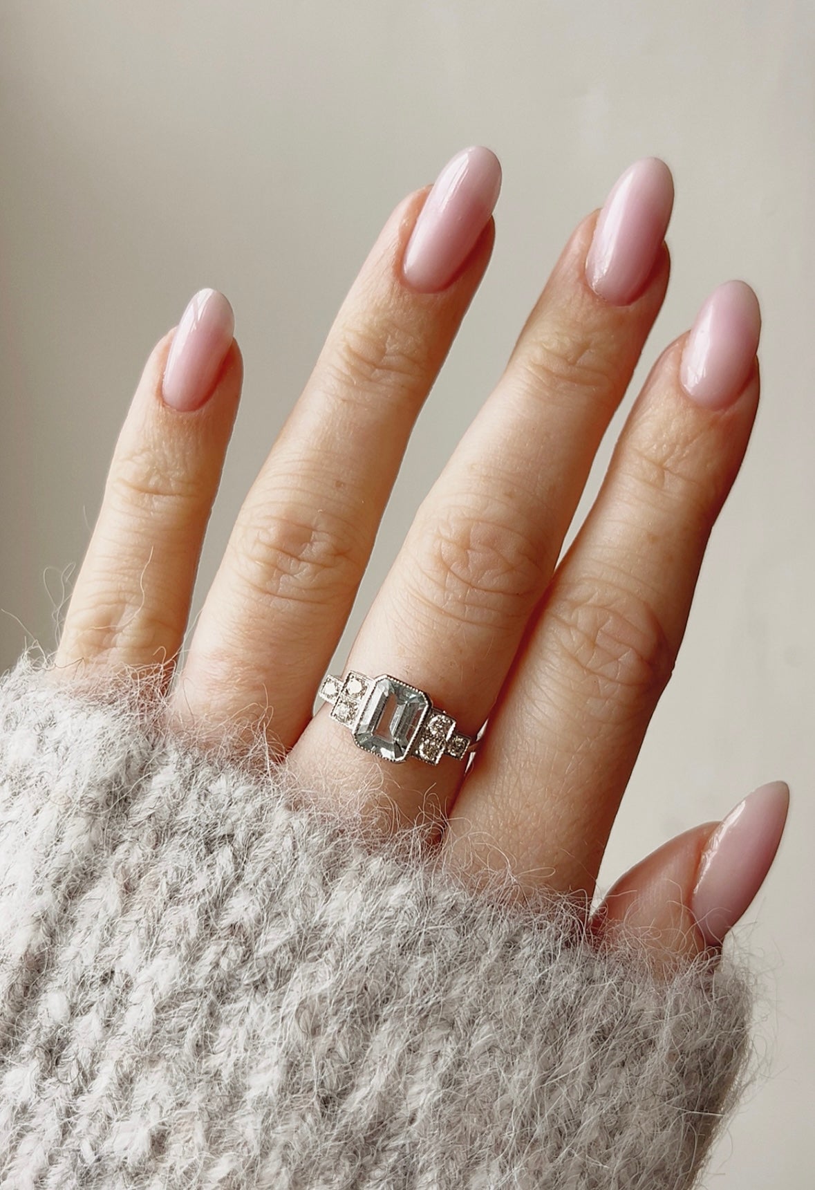 Stunning Art Deco Style Platinum, Aquamarine and Diamond Ring