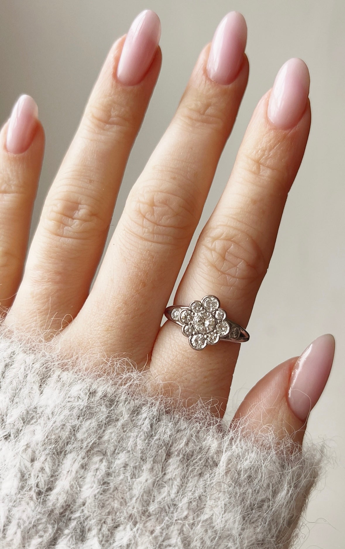 Gorgeous Chunky White Gold Diamond Cluster Ring