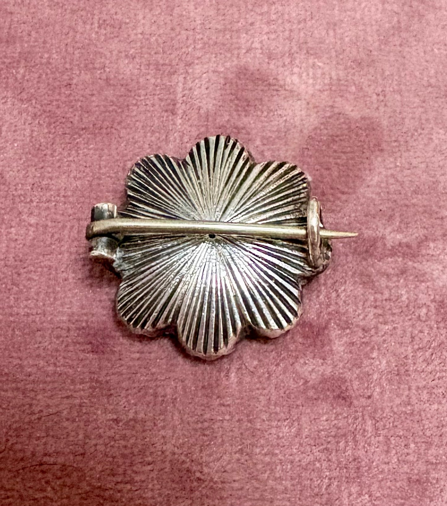 Wonderful Antique Pink and White Paste Flower Brooch