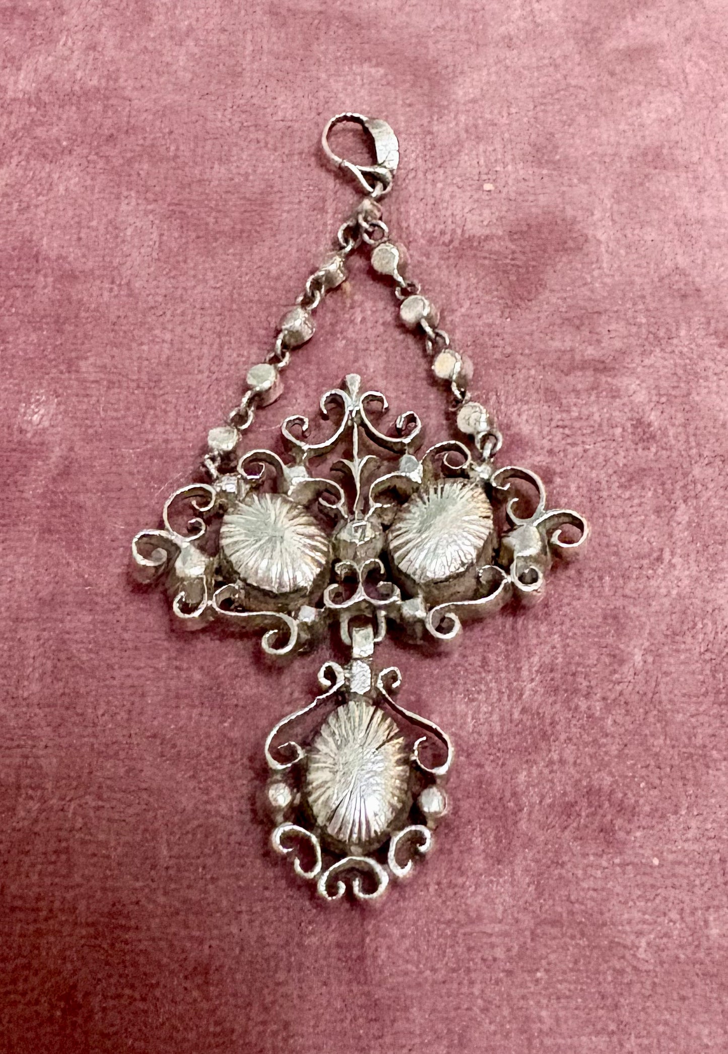 Stunningly Beautiful Antique Pink and White Paste Pendant