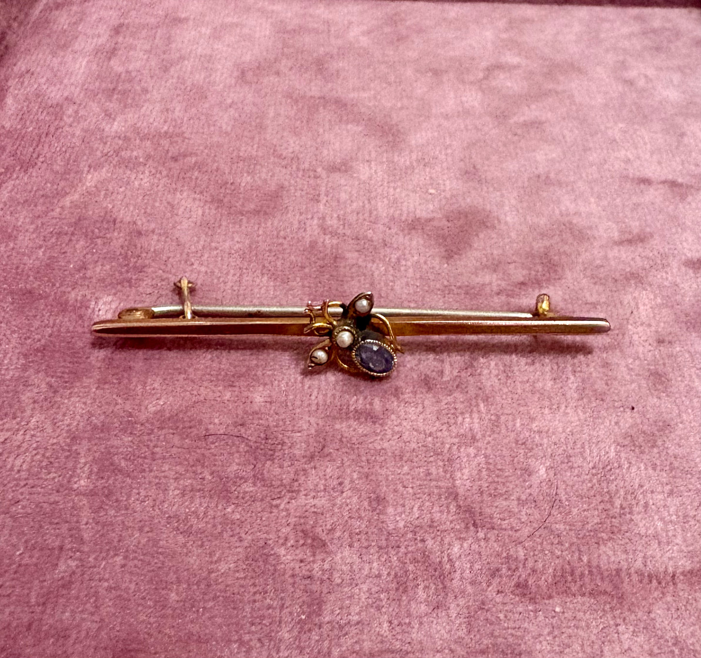 Sweet Early 20th Century 9ct Gold Gem-set Insect Brooch