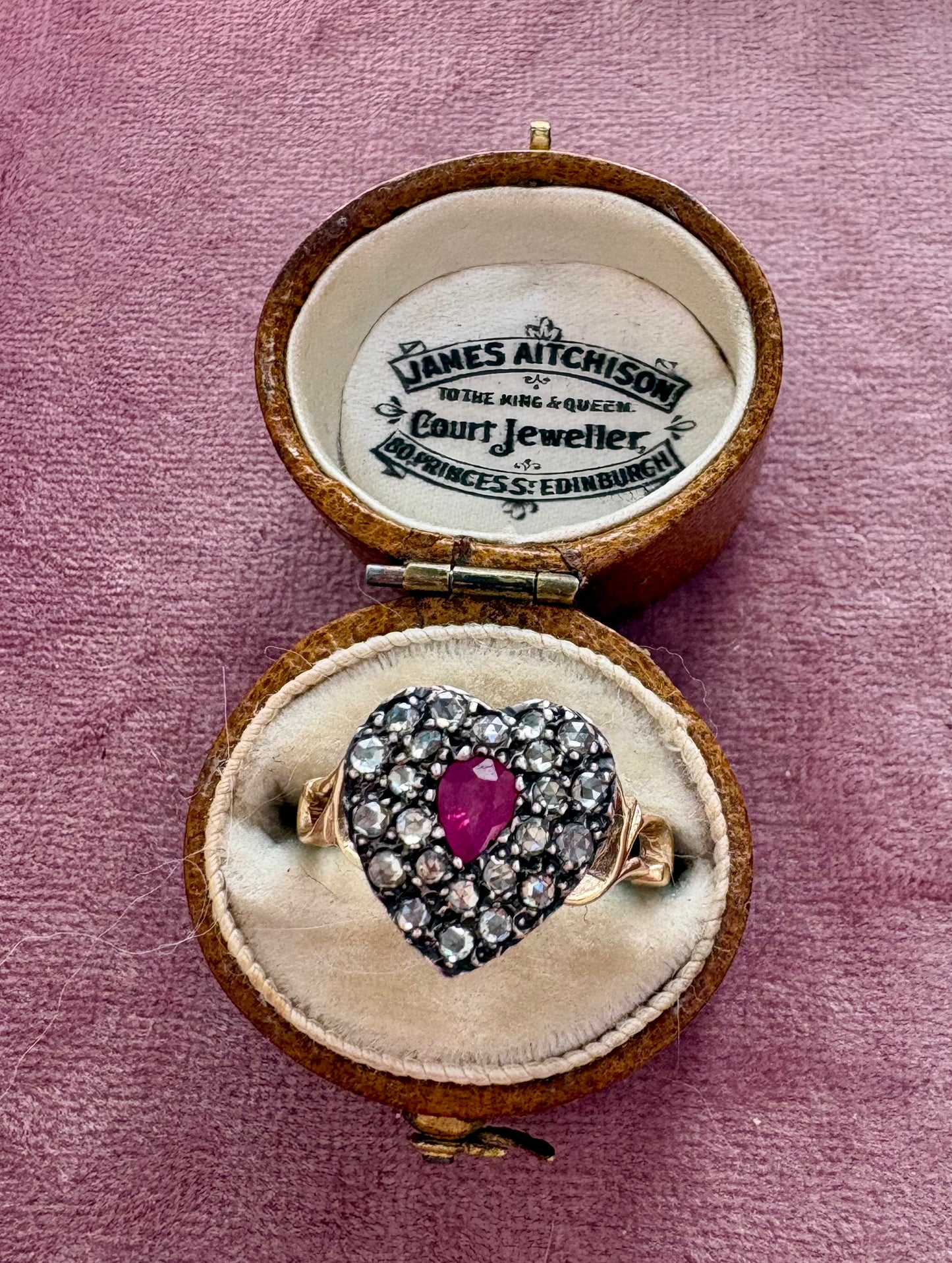 Gorgeous Modern Diamond and Ruby Heart Ring