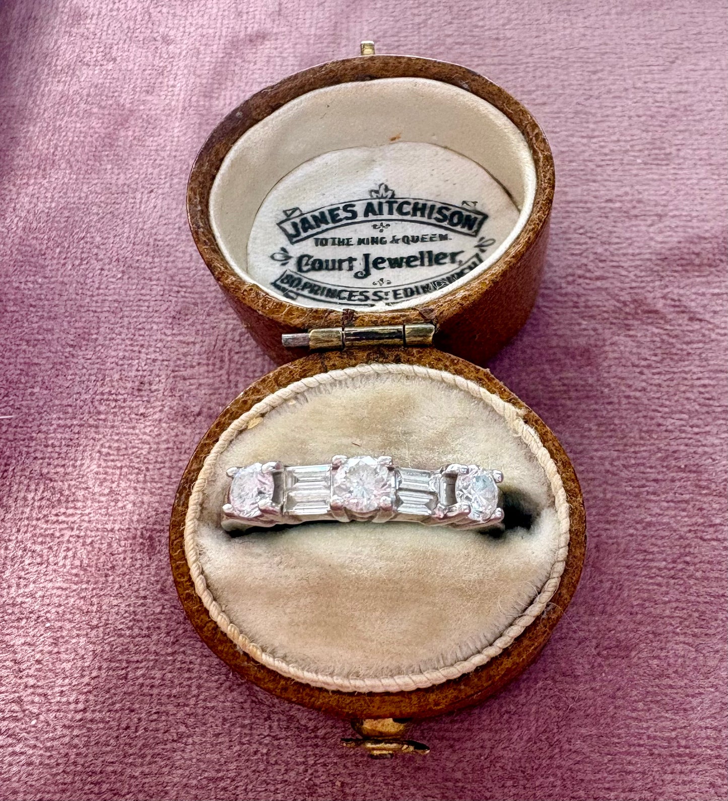 Superb Modern 14k White Gold, Brilliant-Cut and Baguette-Cut Diamond Half-Eternity Ring