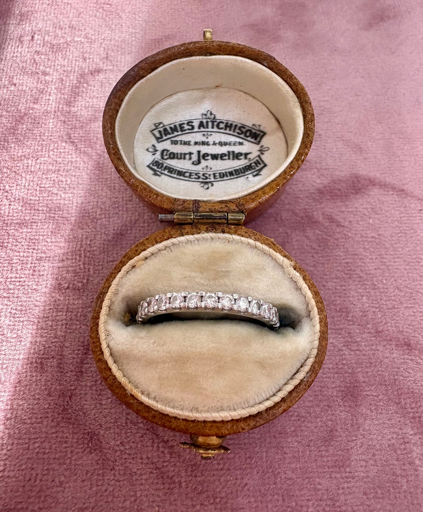 Wonderful Modern Platinum and Diamond Half-Eternity Ring by Mappin & Webb
