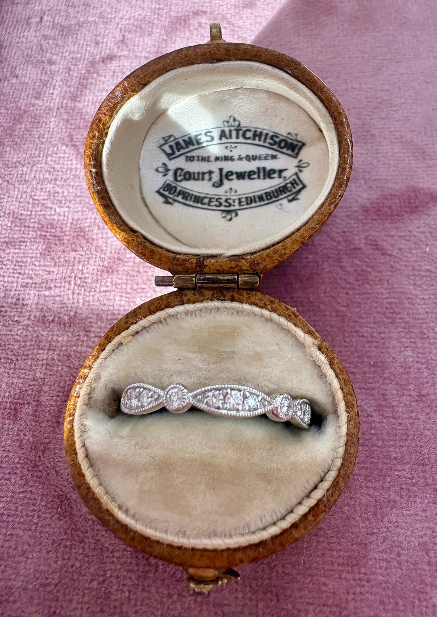 Beautiful Modern Platinum and Diamond Half-Eternity Ring