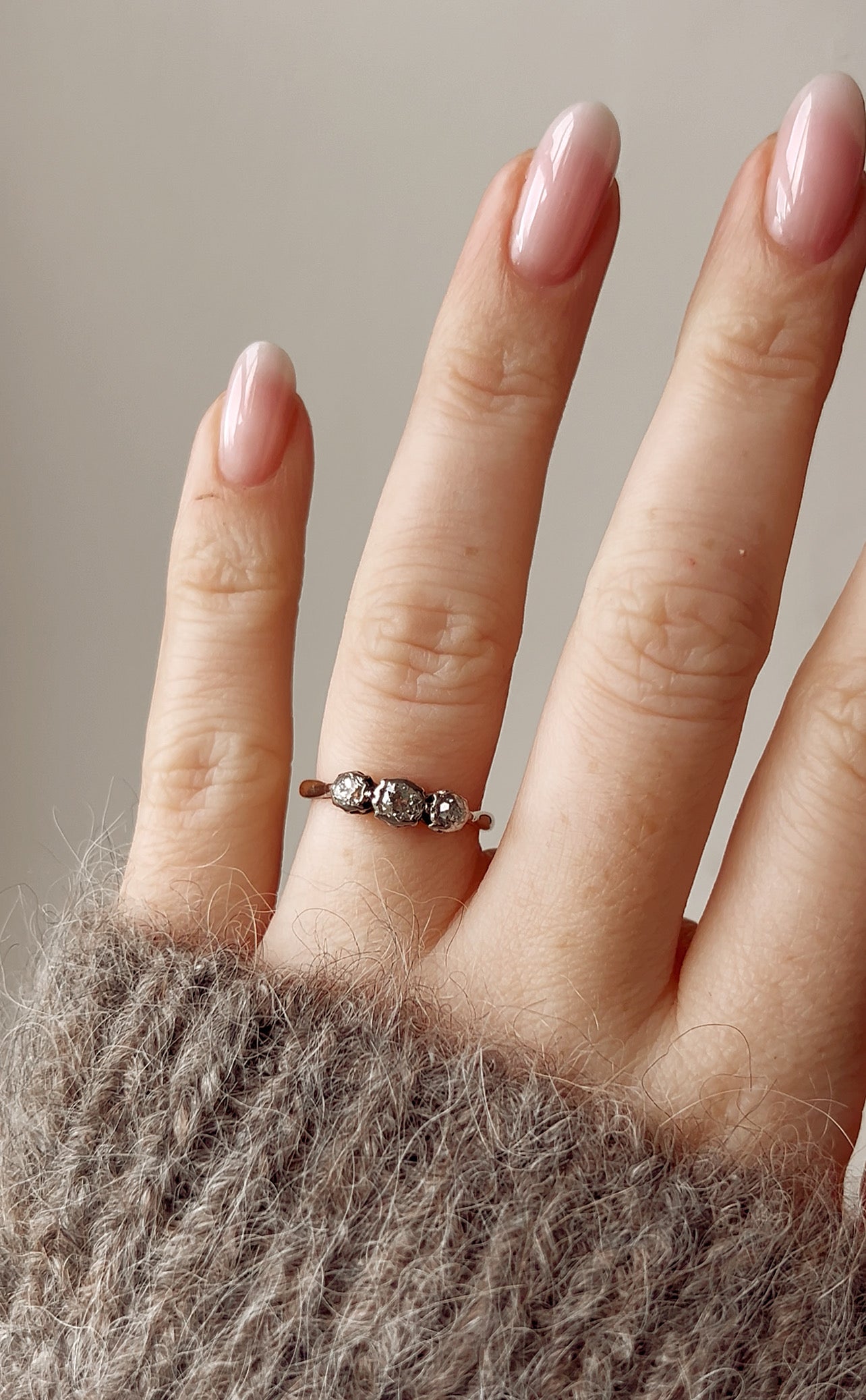 Gorgeous Old-Cut Diamond Three Stone Ring