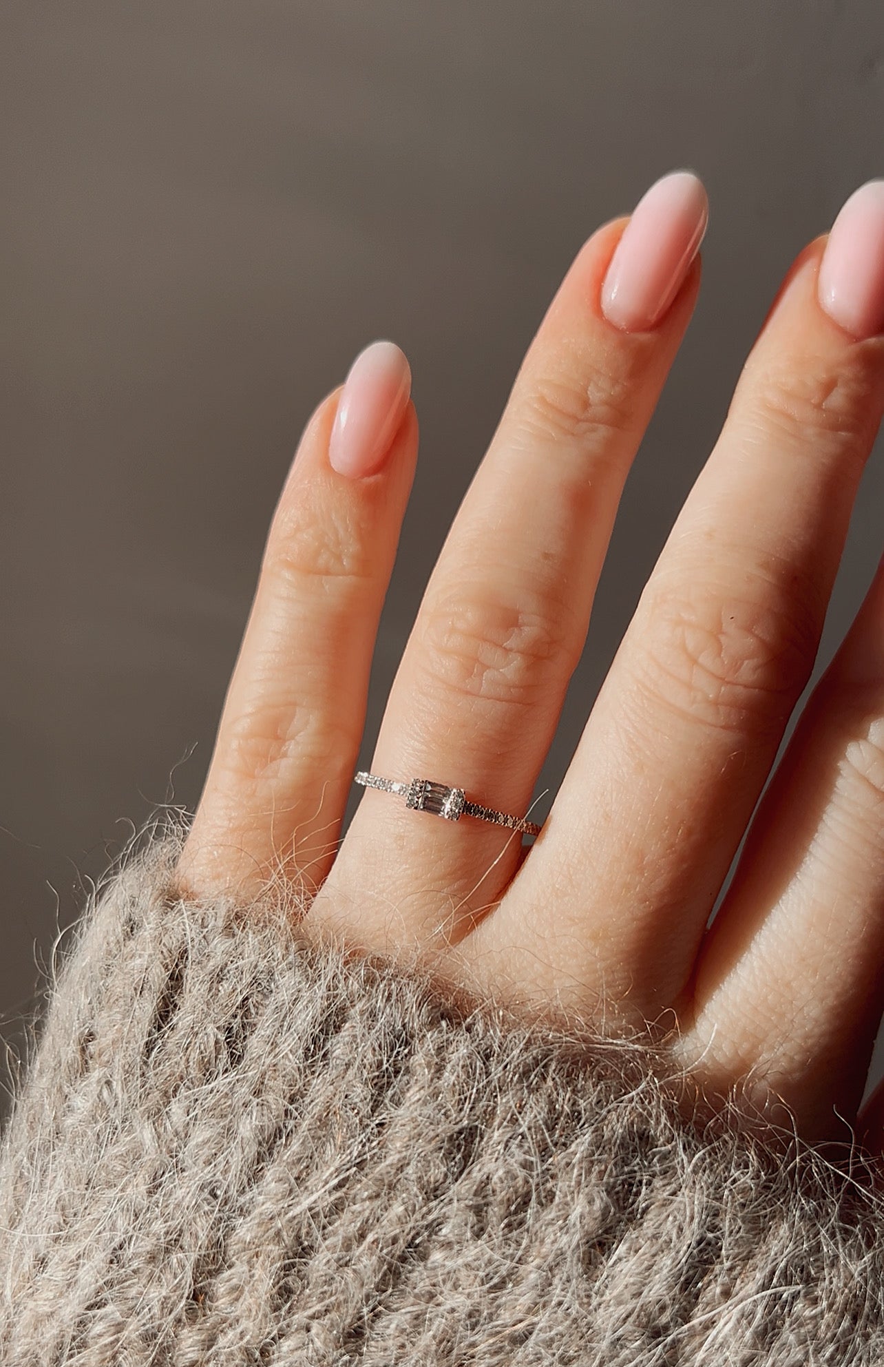 Delicate Modern Platinum and Diamond Dress Ring