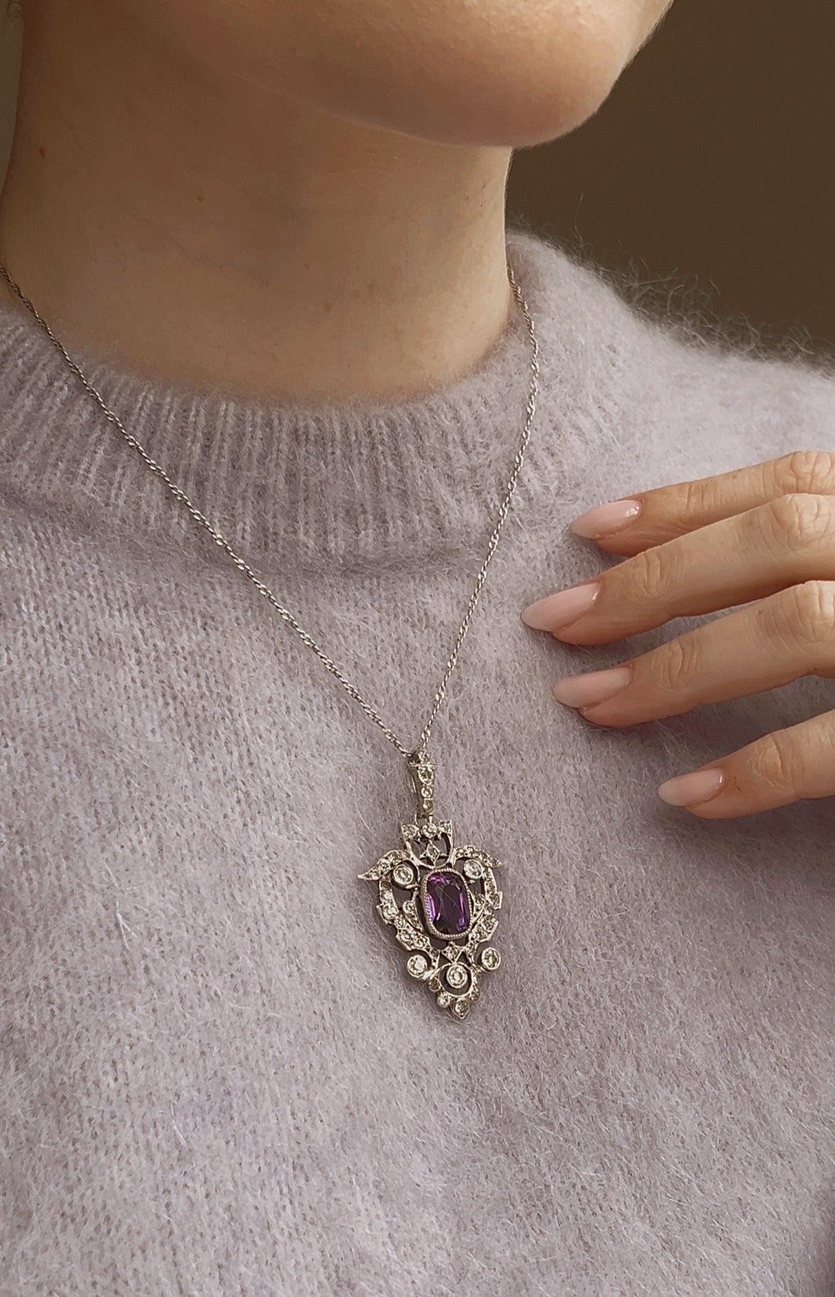 Gorgeous Early 20th Century Purple and Clear Paste Pendant