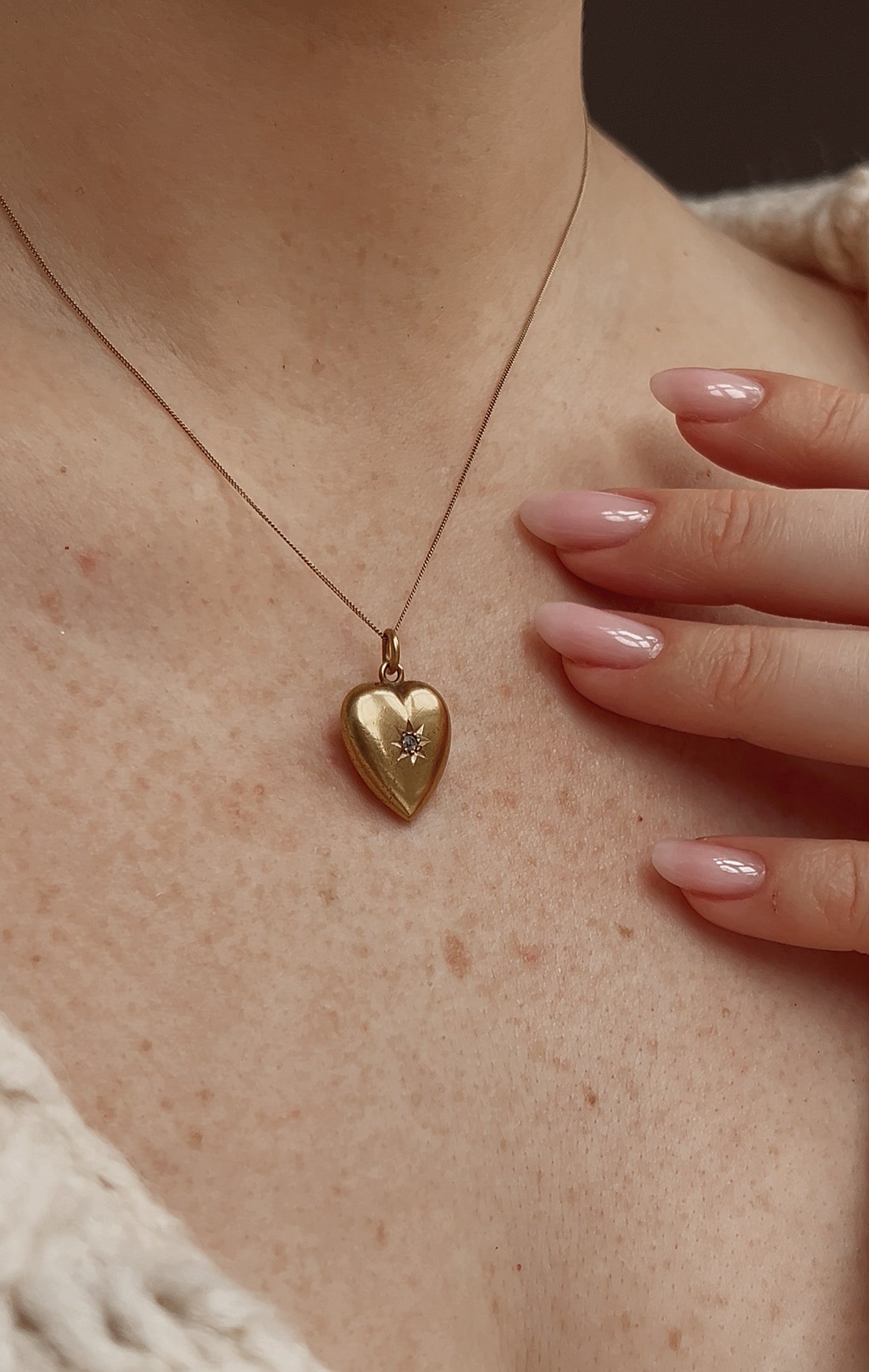 Wonderful Victorian 15ct Gold Old-Cut Diamond Heart Pendant