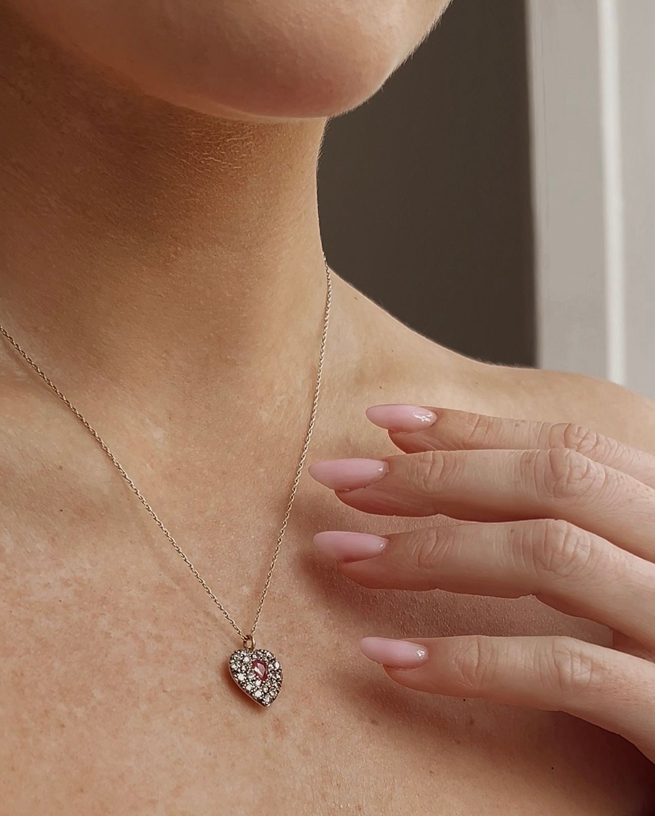 Beautiful Modern Diamond and Ruby Heart Pendant