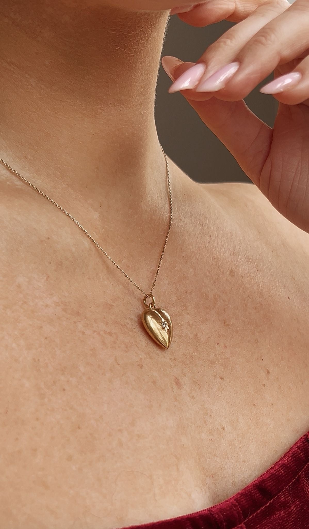 Wonderful Victorian 15ct Gold Old-Cut Diamond Heart Pendant