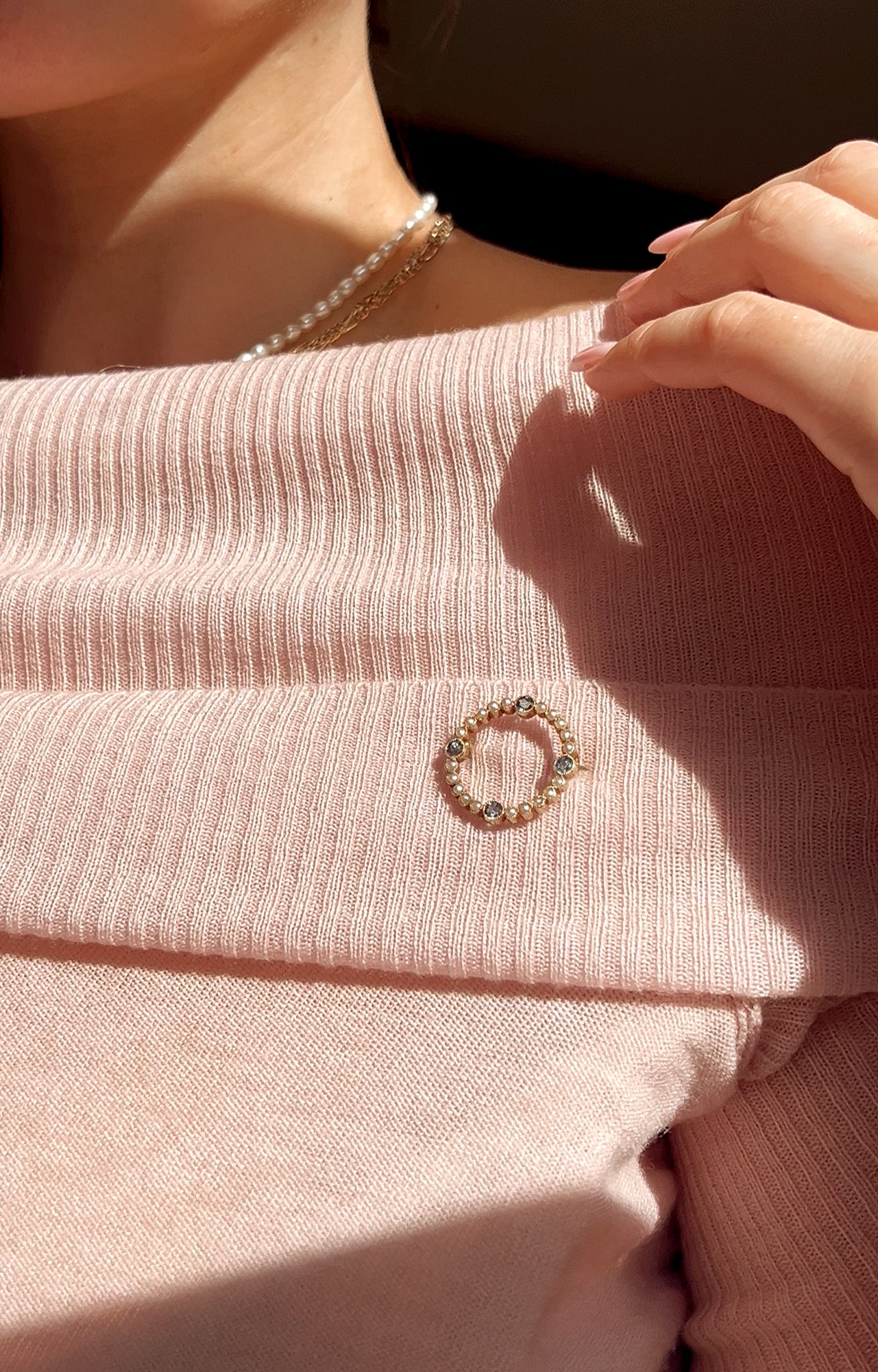 Pretty Early 20th Century Aquamarine & Split Pearl Brooch