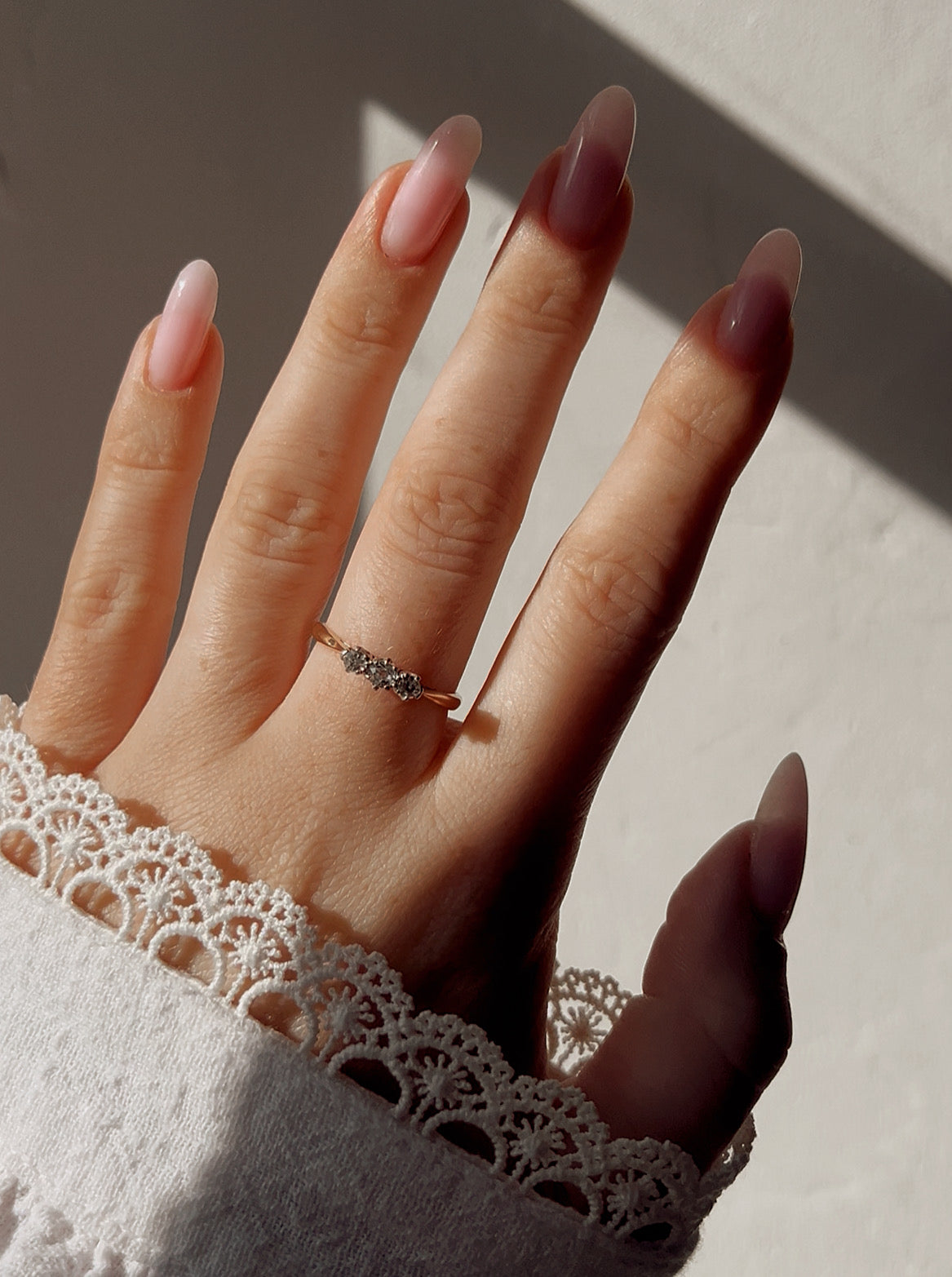 The Sweetest Three Stone Old-cut Diamond Ring