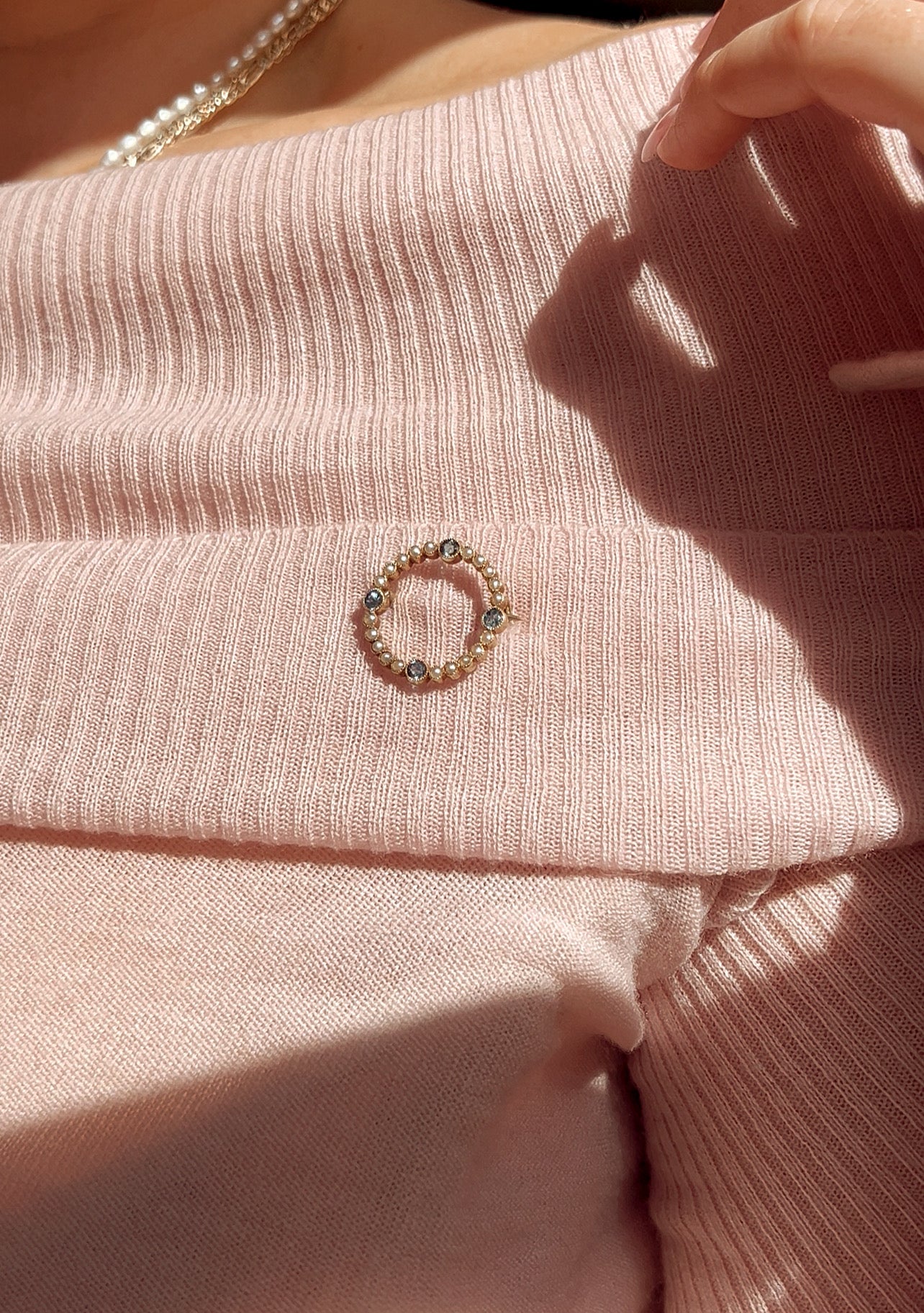 Pretty Early 20th Century Aquamarine & Split Pearl Brooch