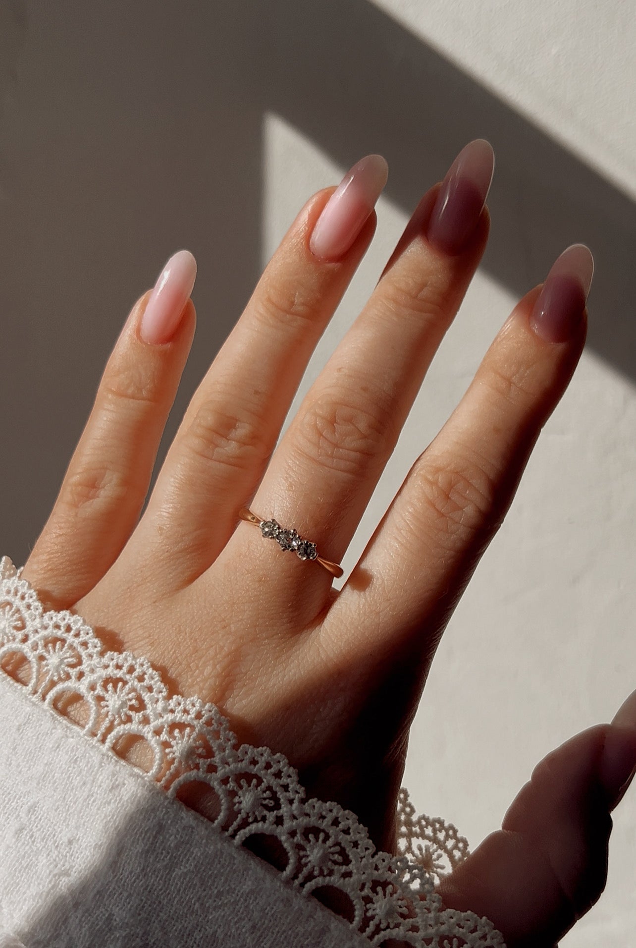 The Sweetest Three Stone Old-cut Diamond Ring