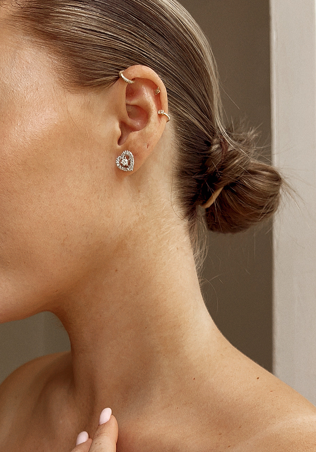 Diamond Heart  Earrings in 14k White Gold