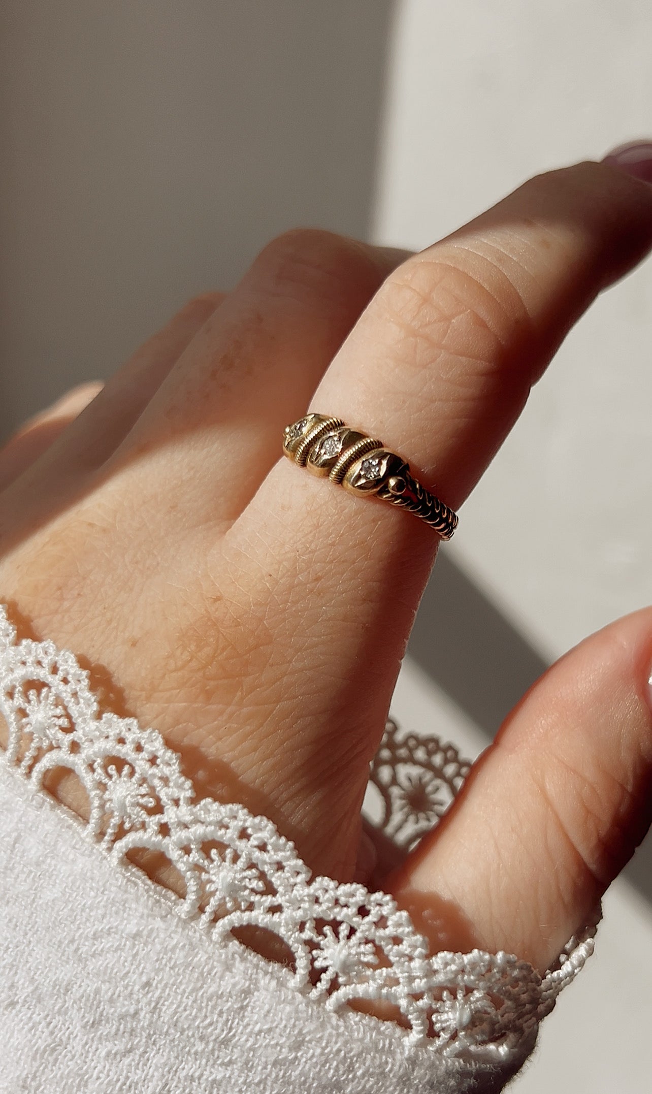 Really Gorgeous and Rare Victorian 18ct Yellow Gold Three Stone Diamond Ring