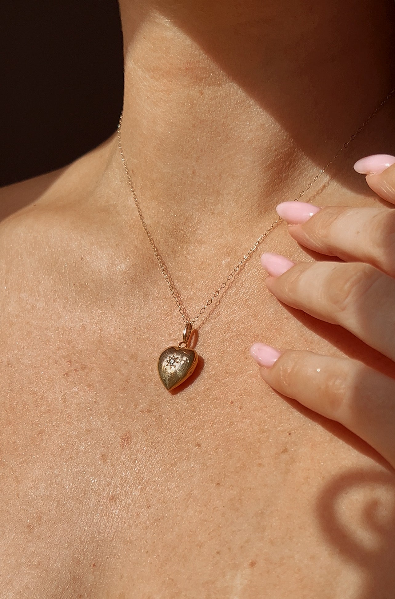 Beautiful Early 20th Century Diamond Gold Heart Locket and Gold Chain