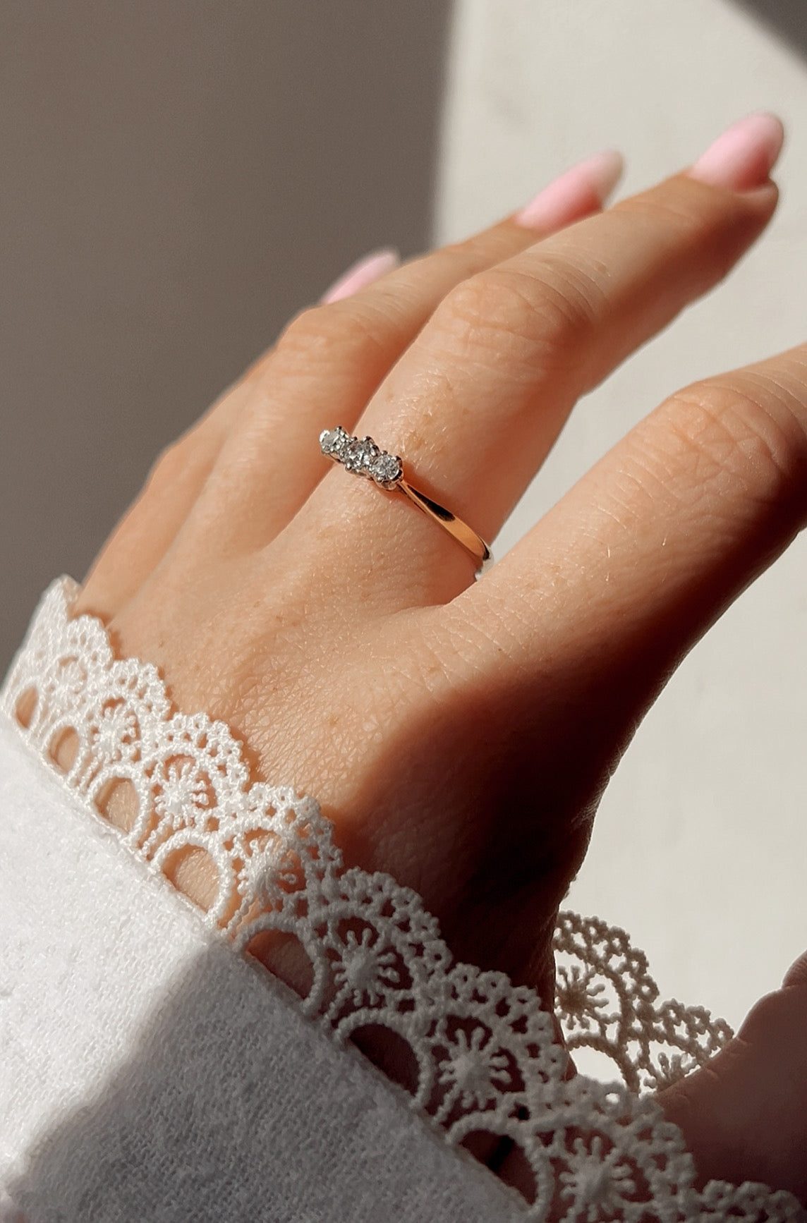 The Sweetest Three Stone Old-cut Diamond Ring