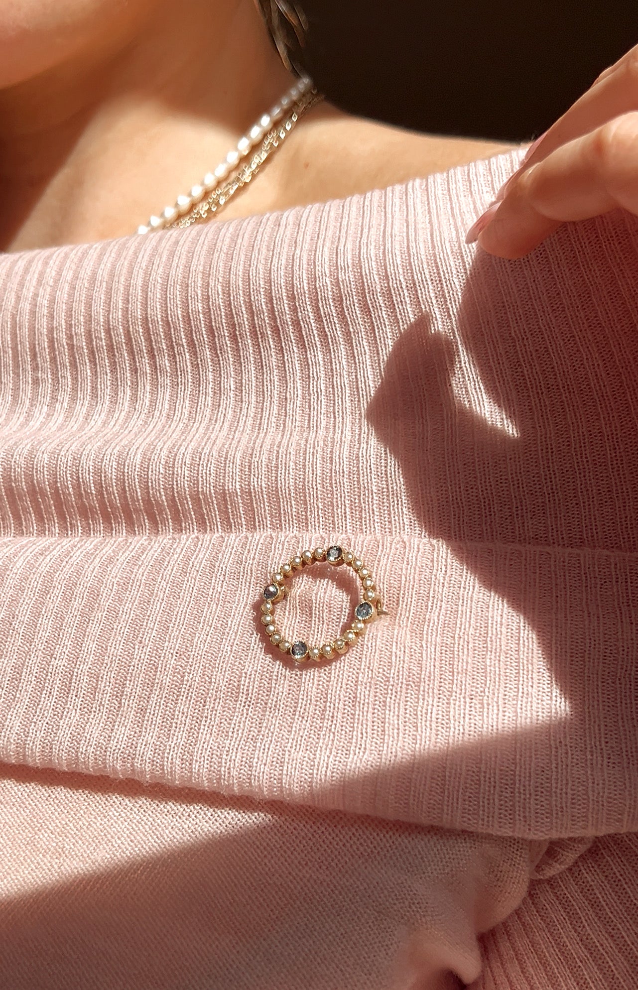 Pretty Early 20th Century Aquamarine & Split Pearl Brooch