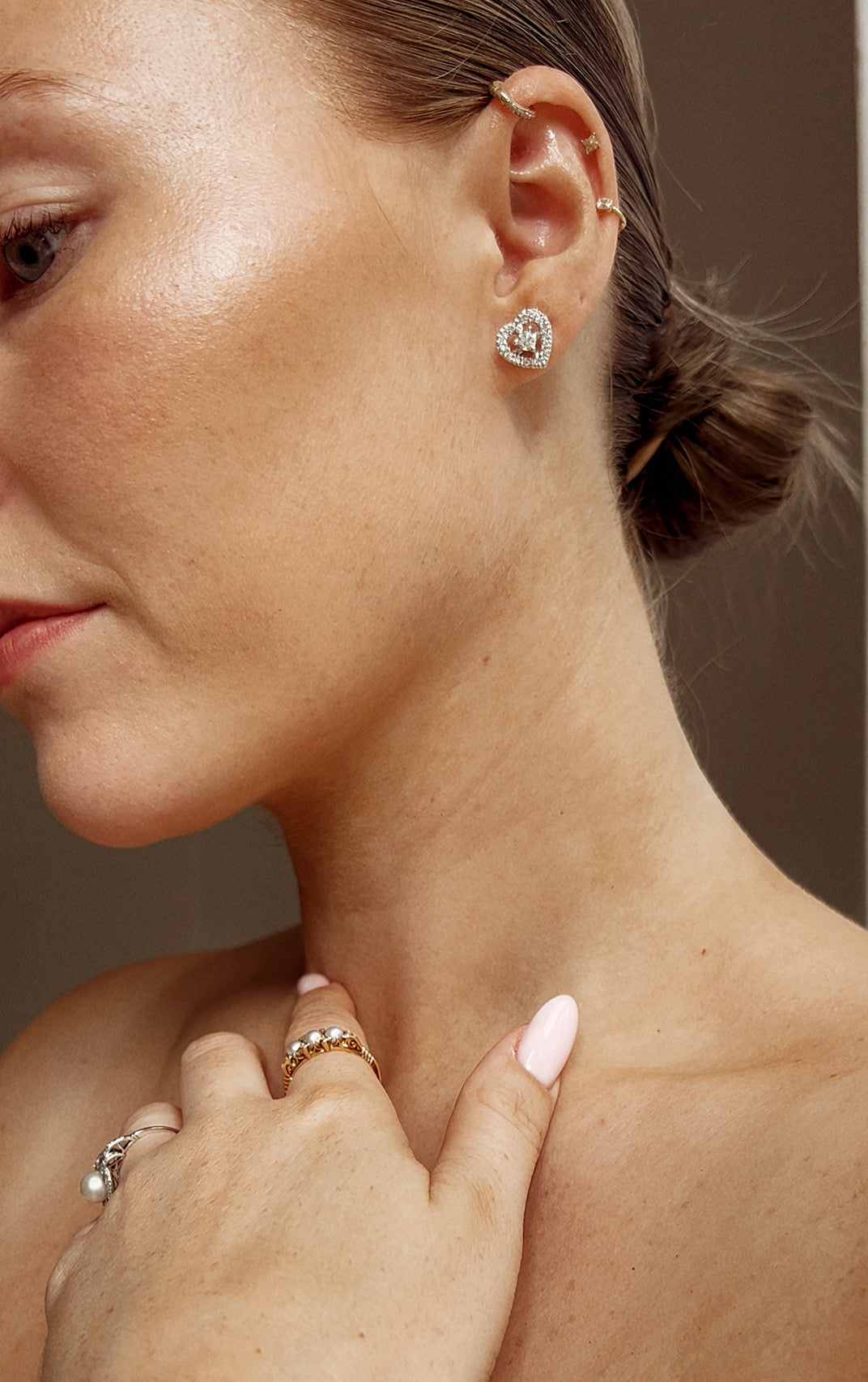 Diamond Heart  Earrings in 14k White Gold