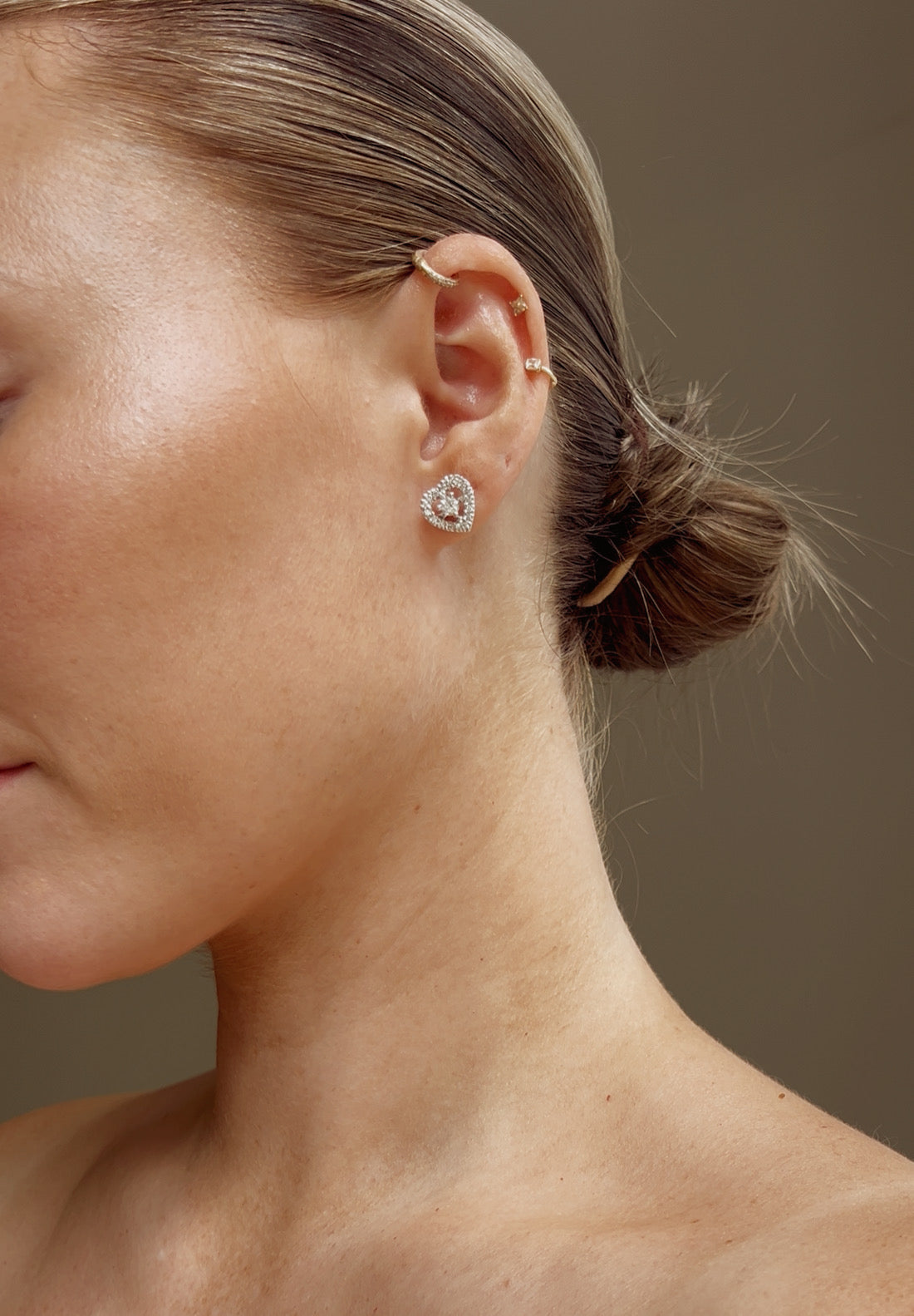 Diamond Heart  Earrings in 14k White Gold