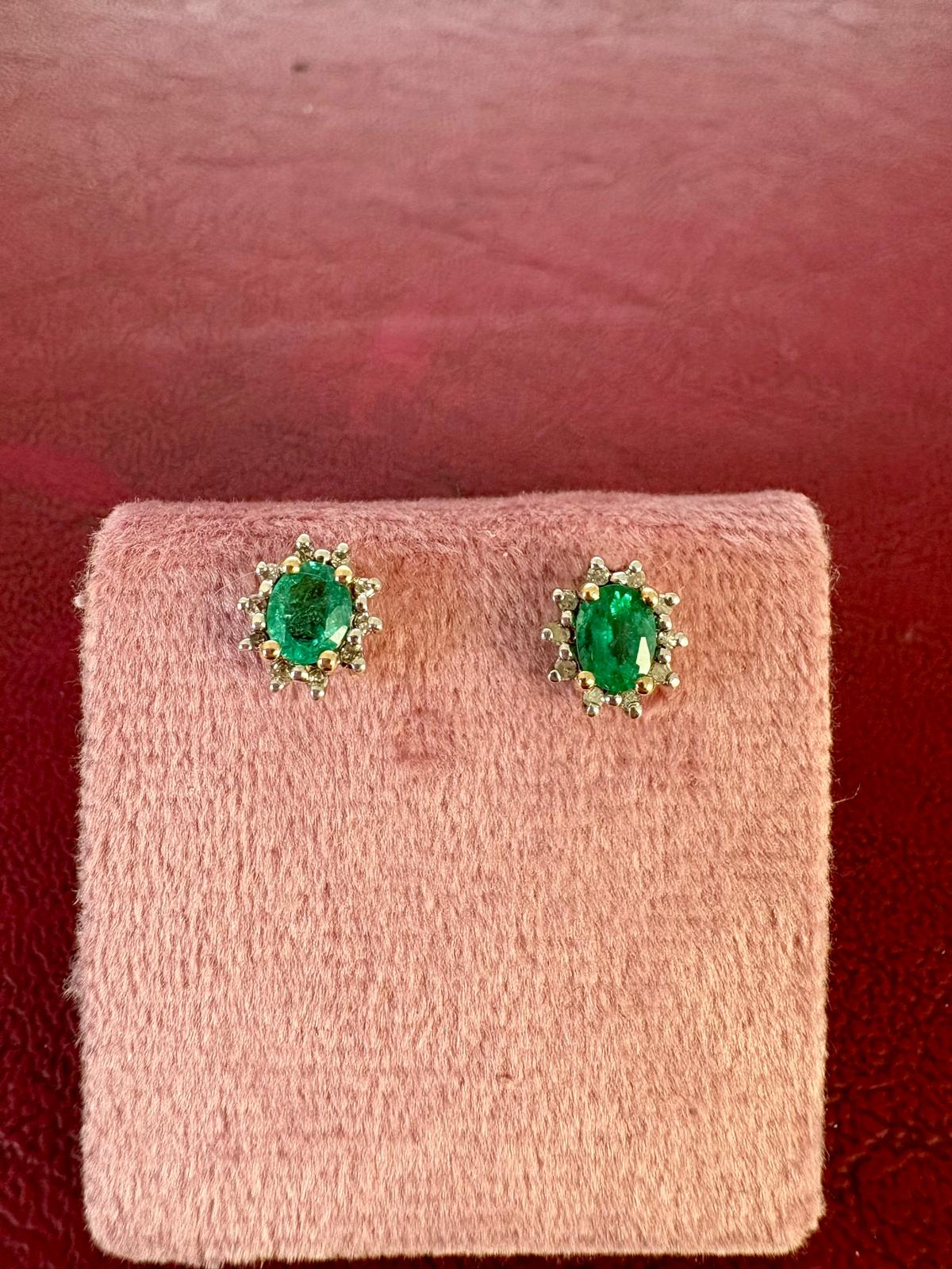 Gorgeous Emerald and Diamond Earrings in 9ct Gold