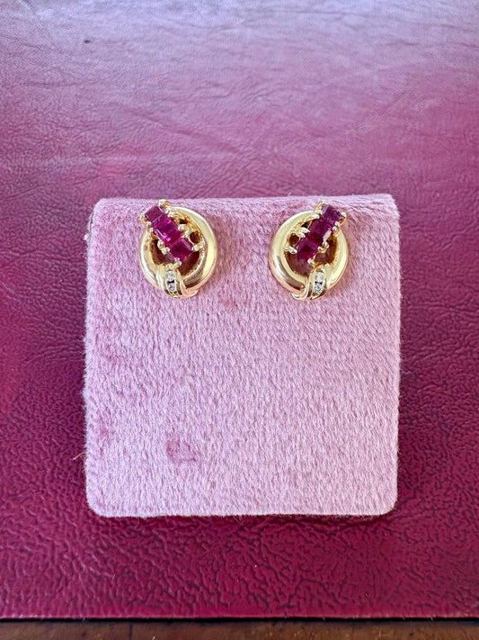 Beautiful 14ct Gold, Ruby and Diamond Earrings