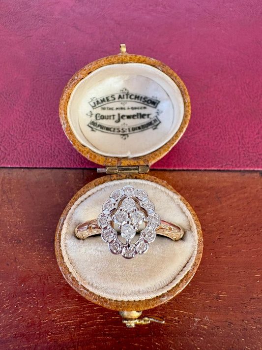 Beautiful Vintage Diamond Halo Cluster Ring