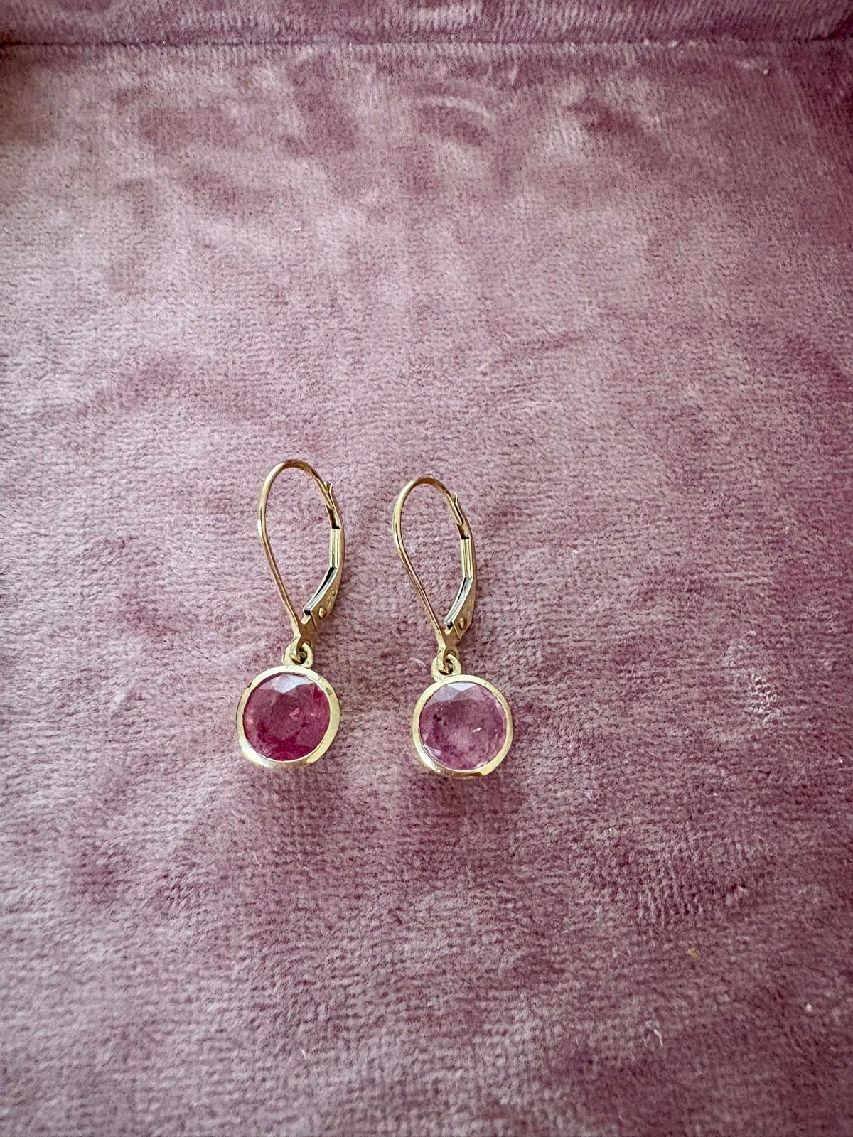 Pink Sapphire Drop Earrings Set in 9ct Gold