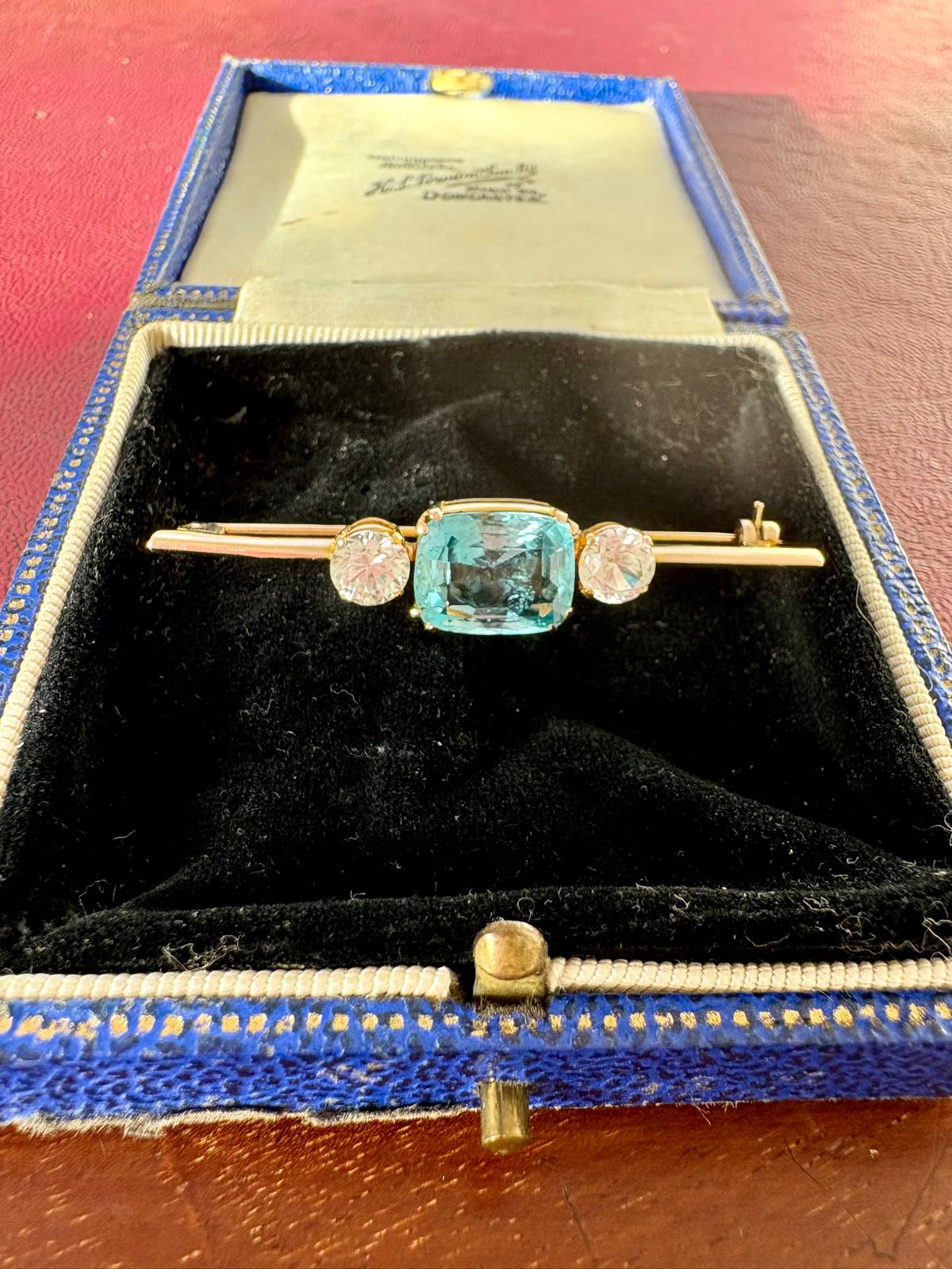 Stunning Early 20th Century Aquamarine and Zircon Brooch