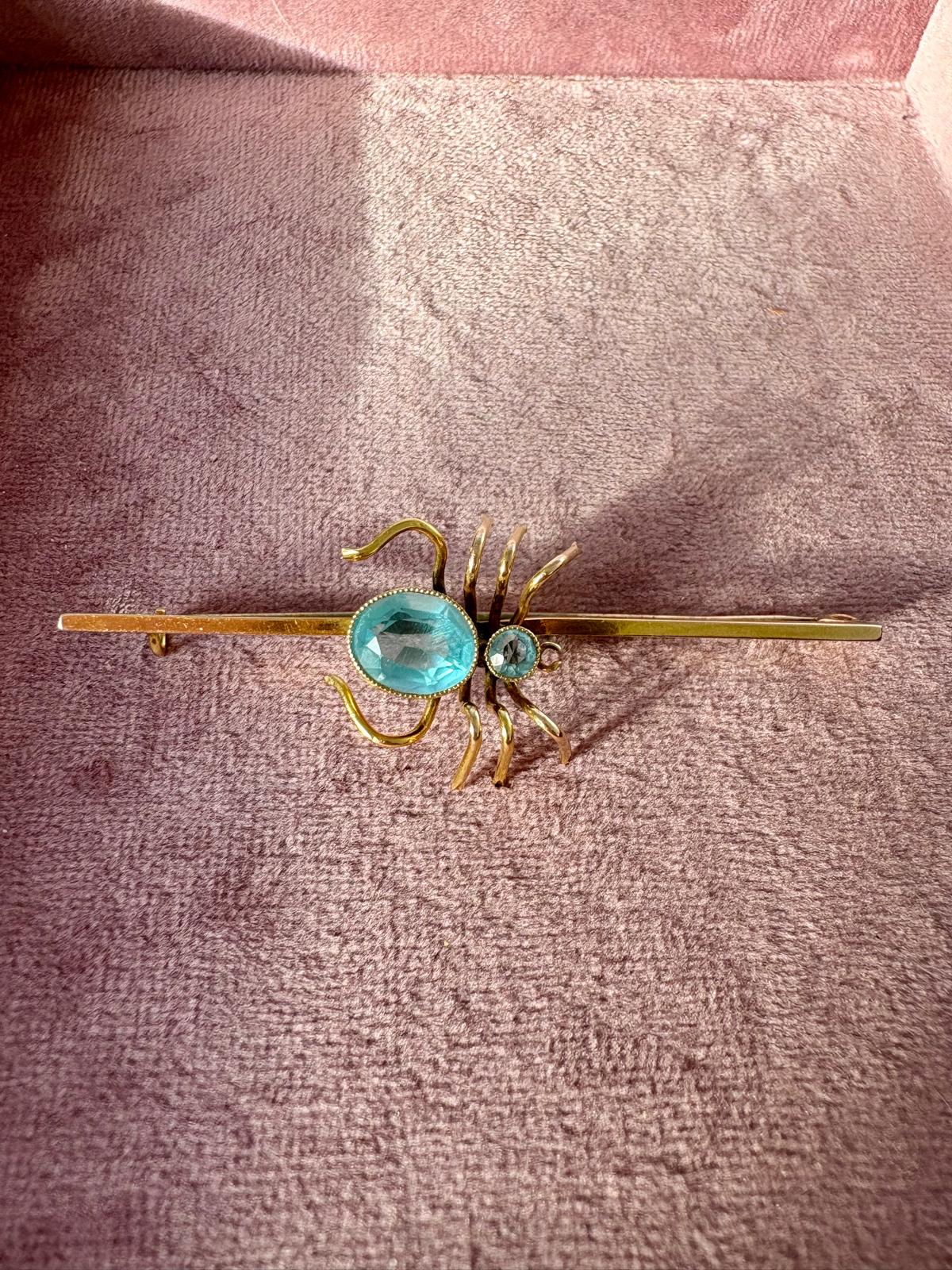 Very Sweet Early 20th Century Blue Paste Spider Brooch