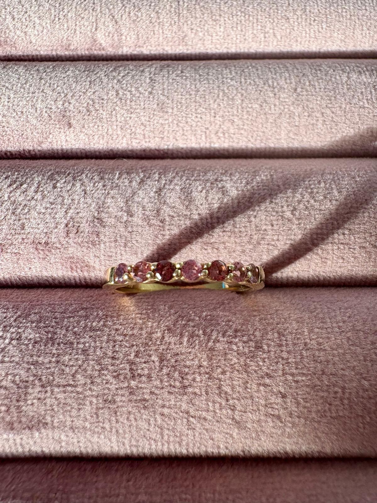9ct Gold Pink Tourmaline Seven Stone Ring
