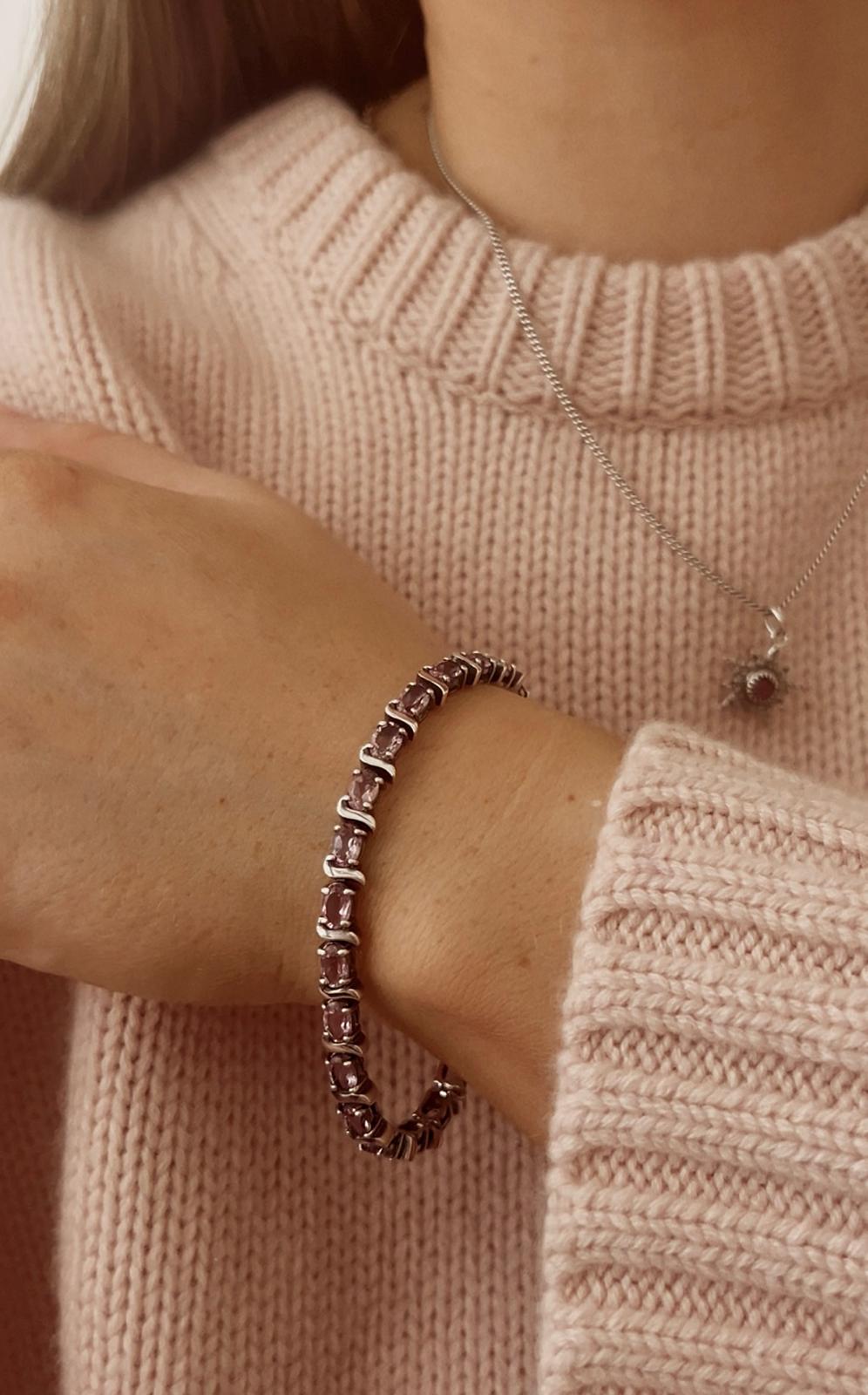 Modern Silver and Amethyst Bracelet