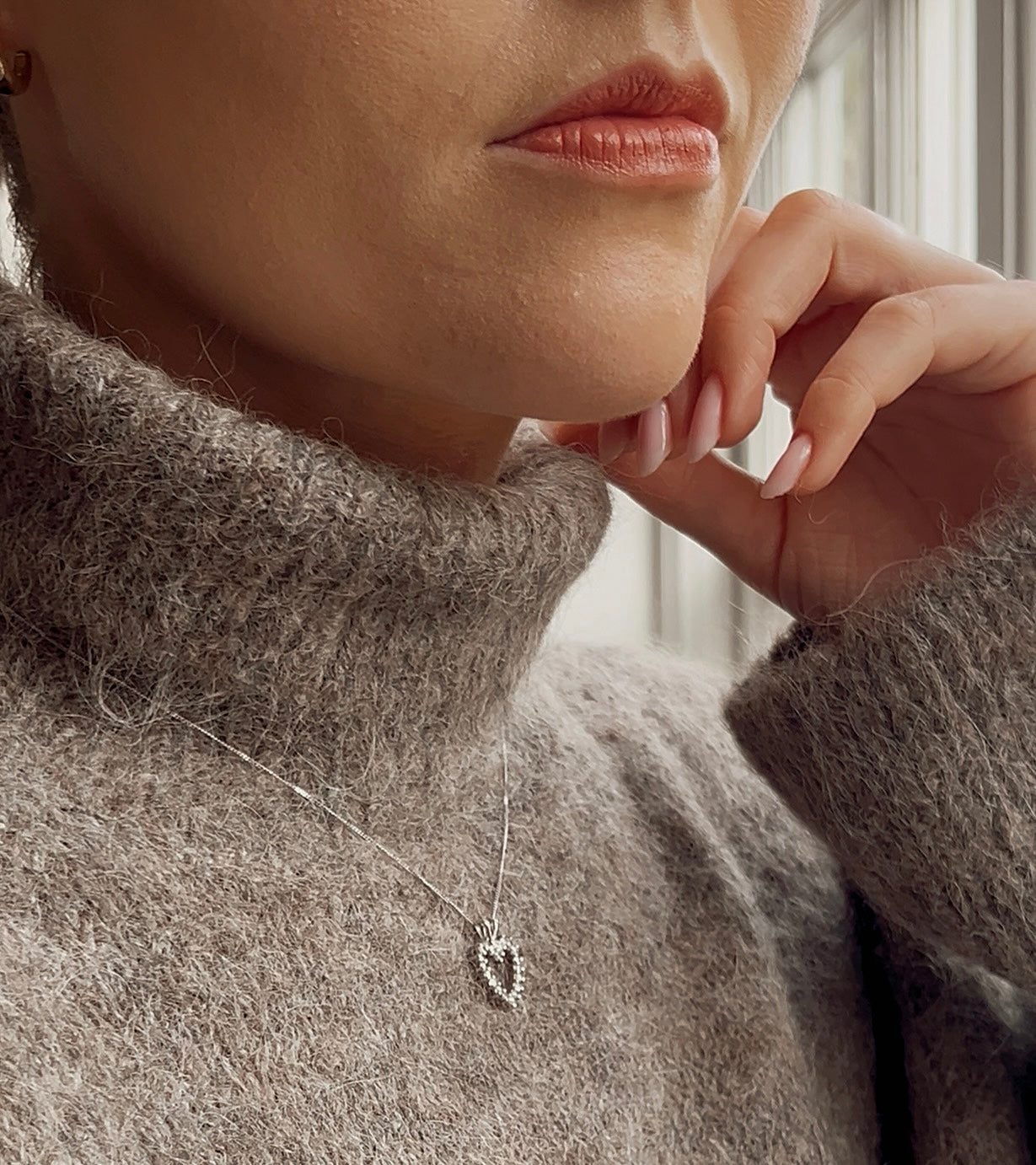 Beautiful Modern Platinum and Diamond Heart Pendant