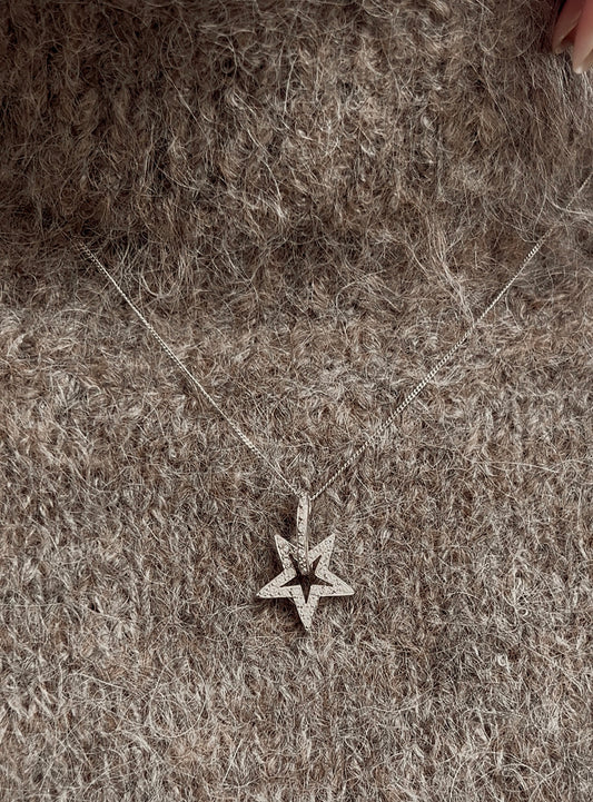 Gorgeous Modern 18ct White Gold and Diamond Star Pendant