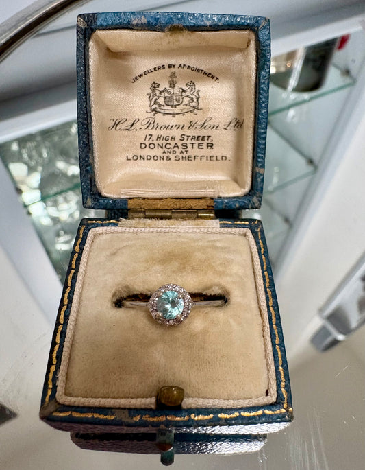 Sweet Modern 9ct White Gold, Topaz and Diamond Cluster Ring