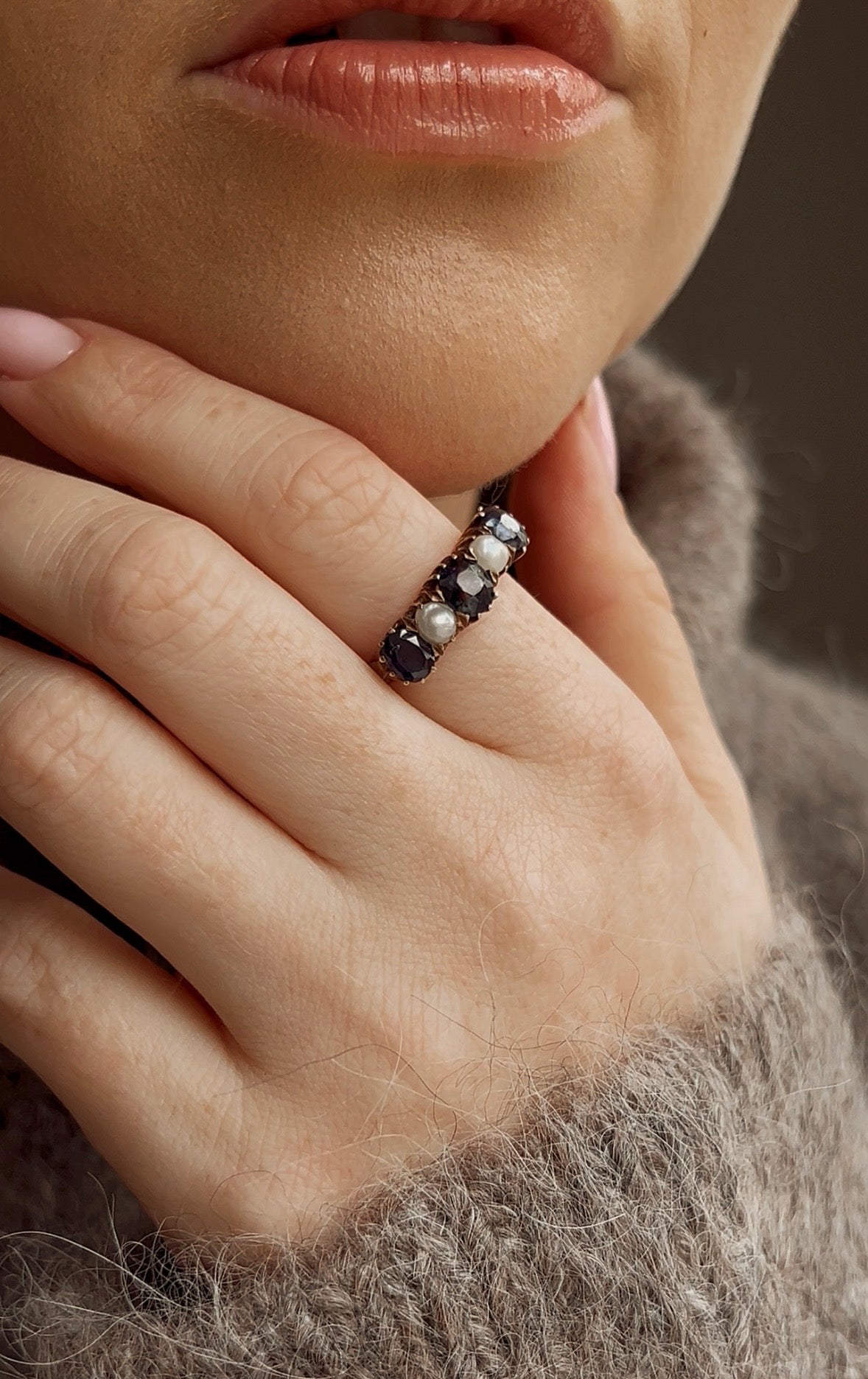 Wonderful Early 20th Century Blue Sapphire and Pearl Ring