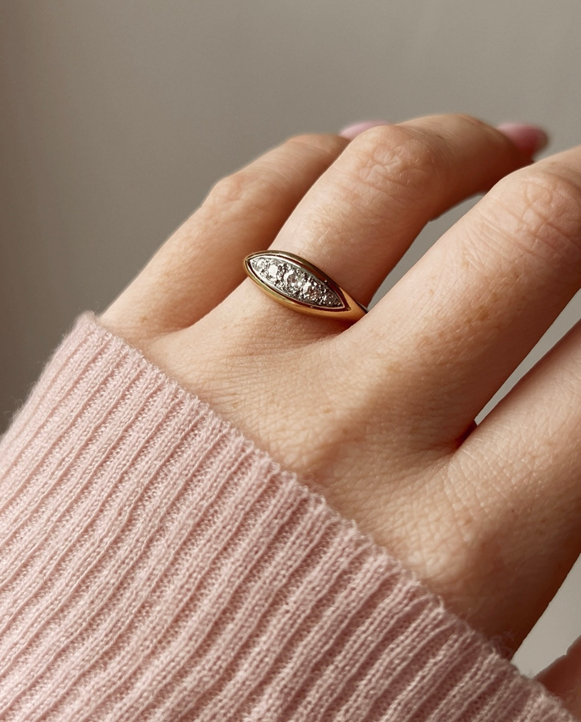 Wonderful Early 20th Century 18ct Gold and Old-Cut Diamond five Stone Ring