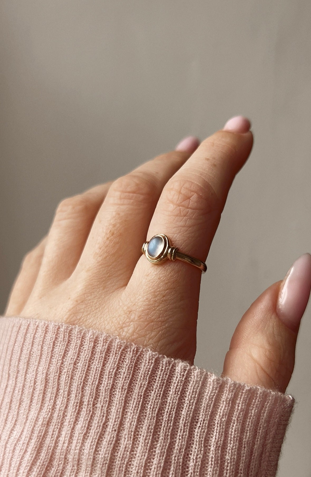 Gorgeous Vintage Gold Moonstone Ring and Matching Pendant