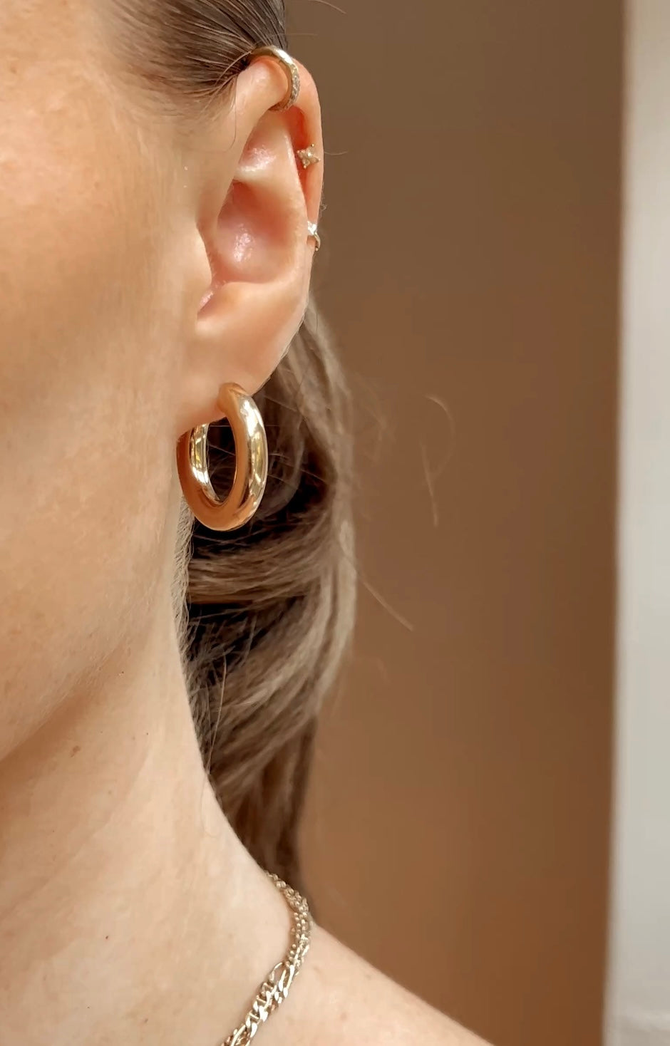 Gorgeous Vintage 9ct Gold Chunky Hoop Earrings