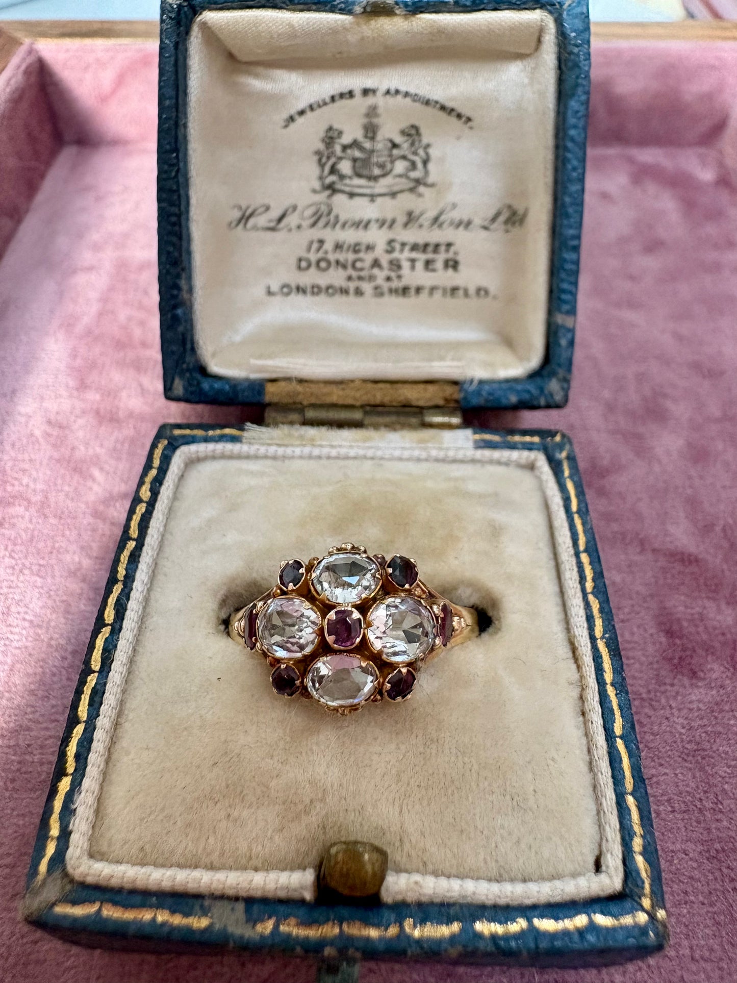 Stunningly Beautiful Victorian 18ct Gold, Rock Crystal with Garnet Accents Ring