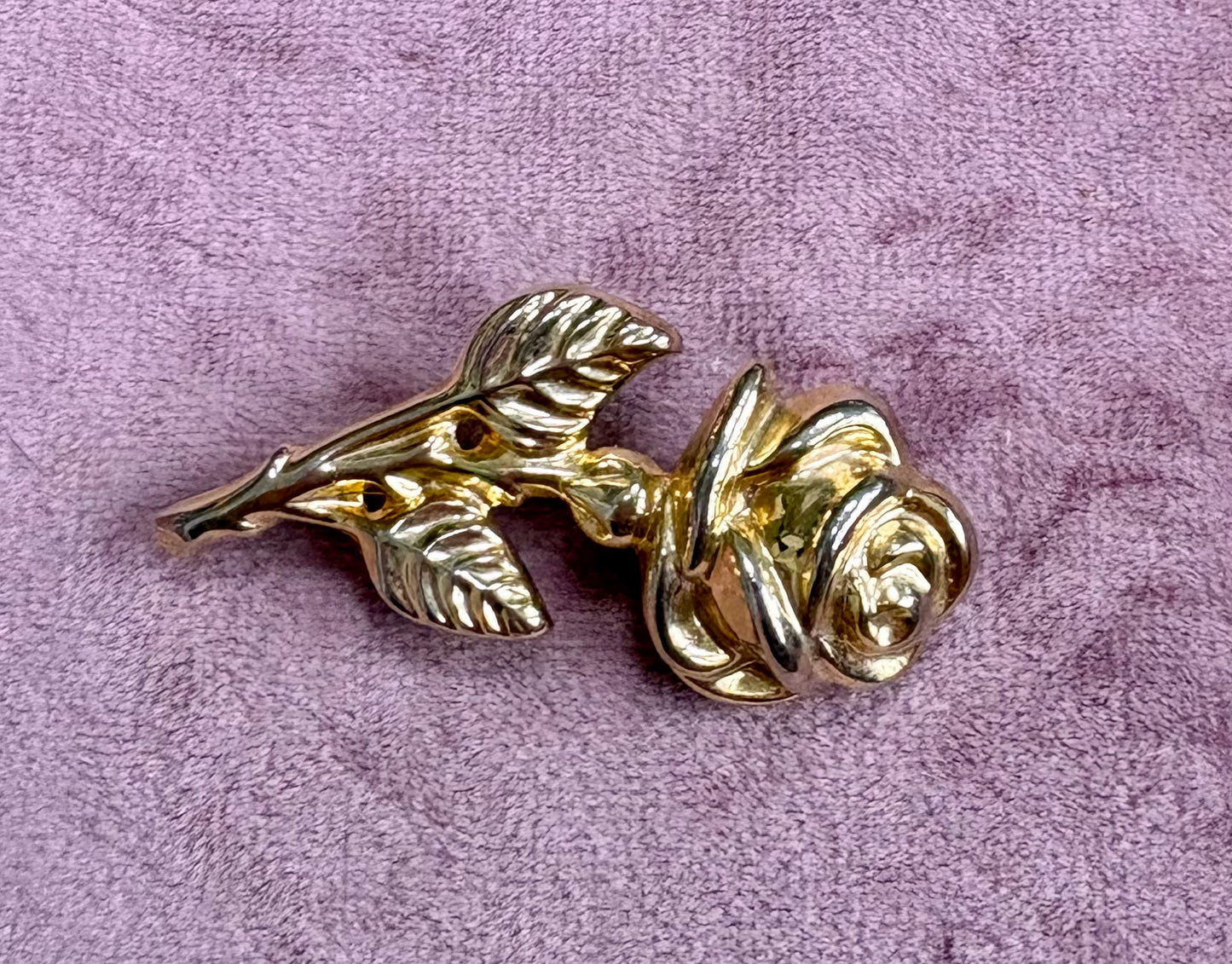 Vintage Gold Tone Rose Brooch